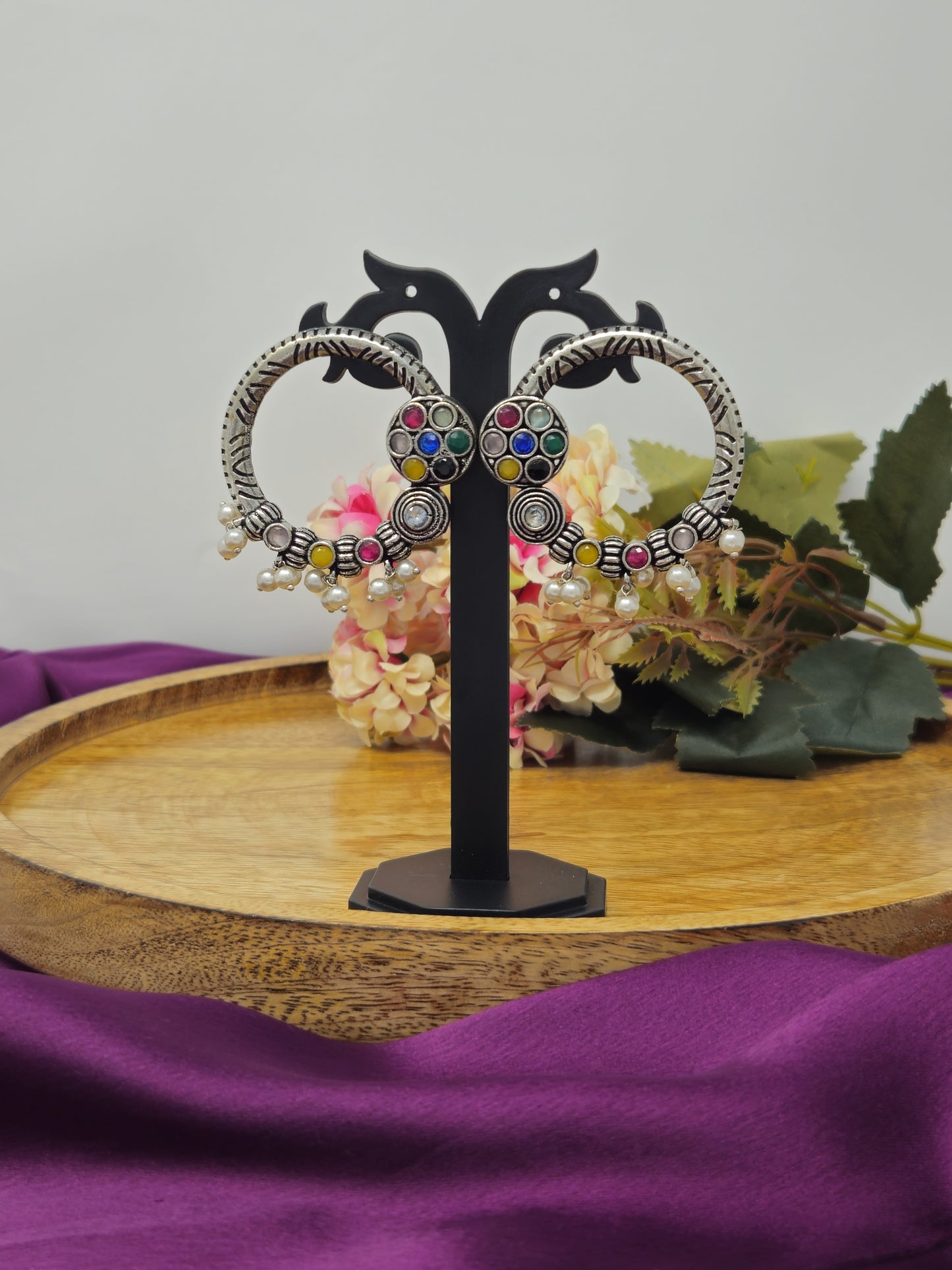 Antique Silver Hoop Earrings