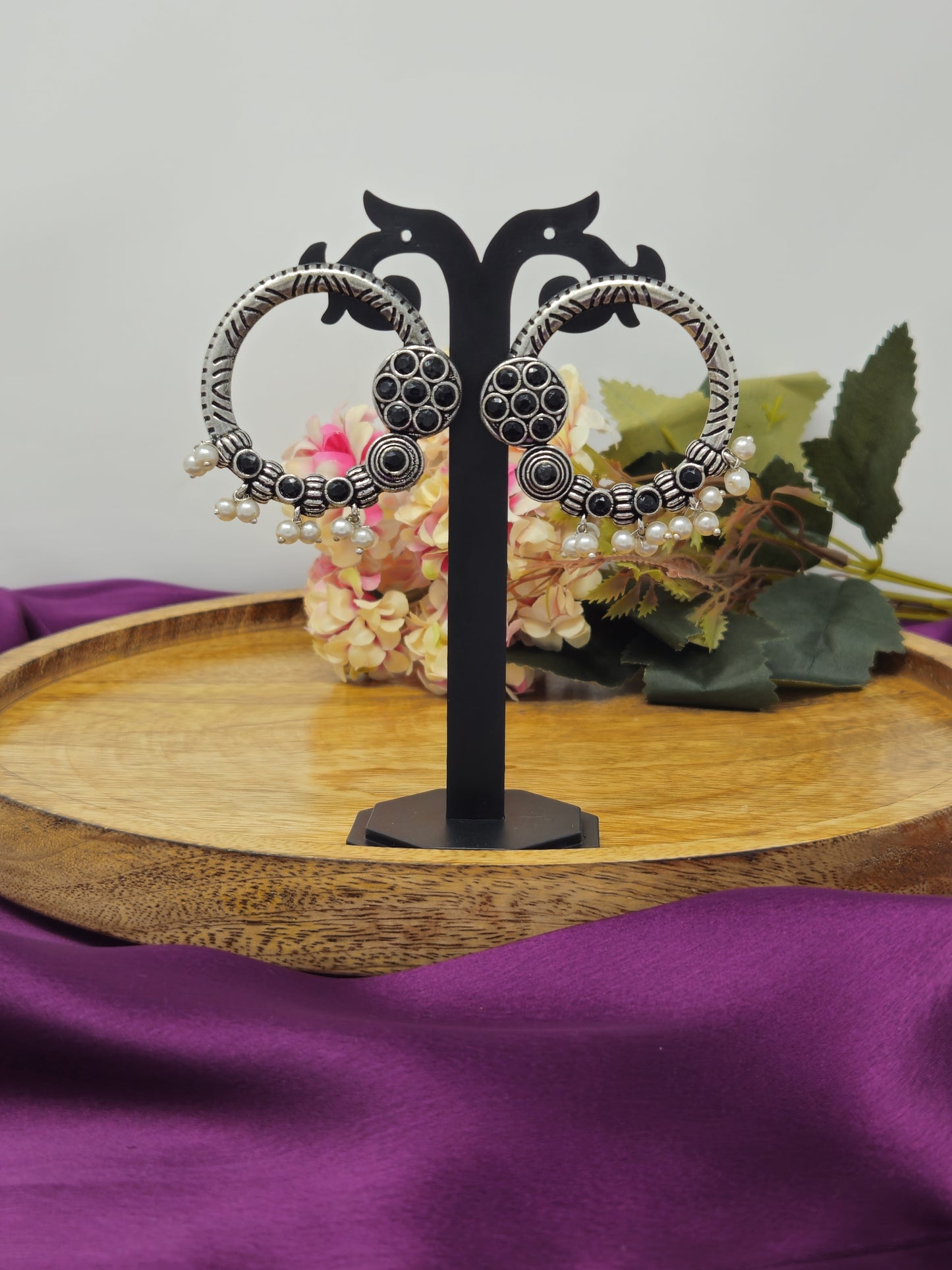 Antique Silver Hoop Earrings