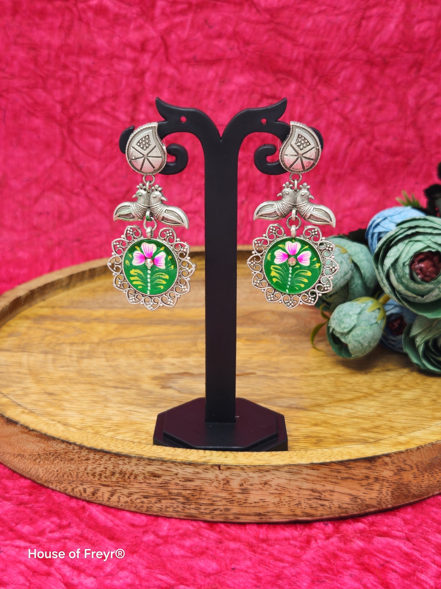 Silver-Plated Meenakari Earrings