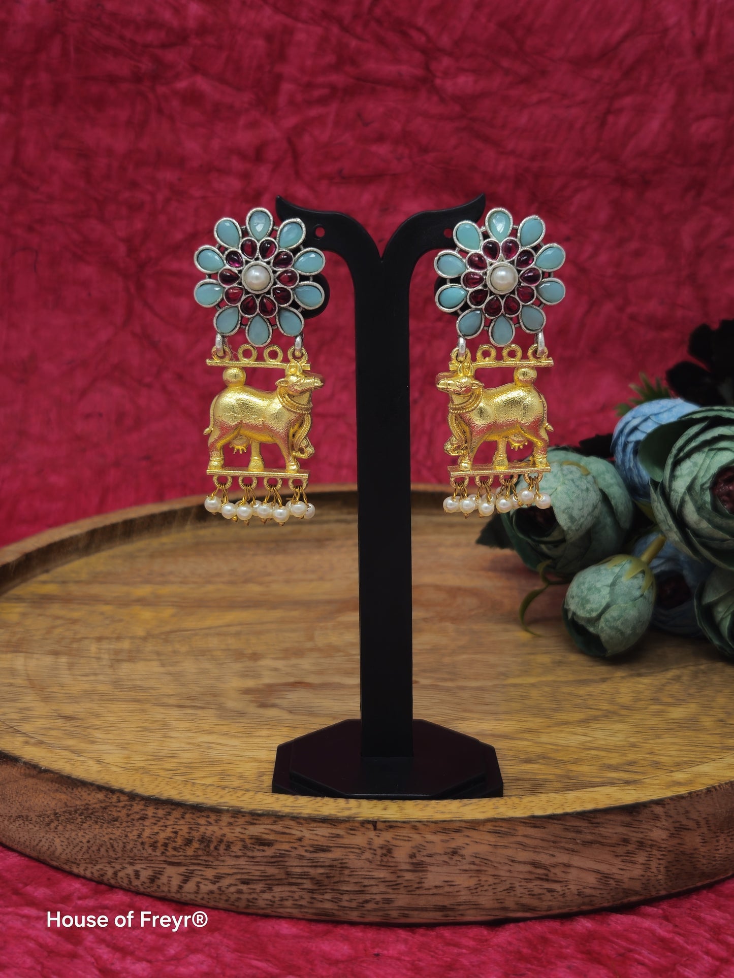 Elegant Nandi Design Gold-Plated Earrings