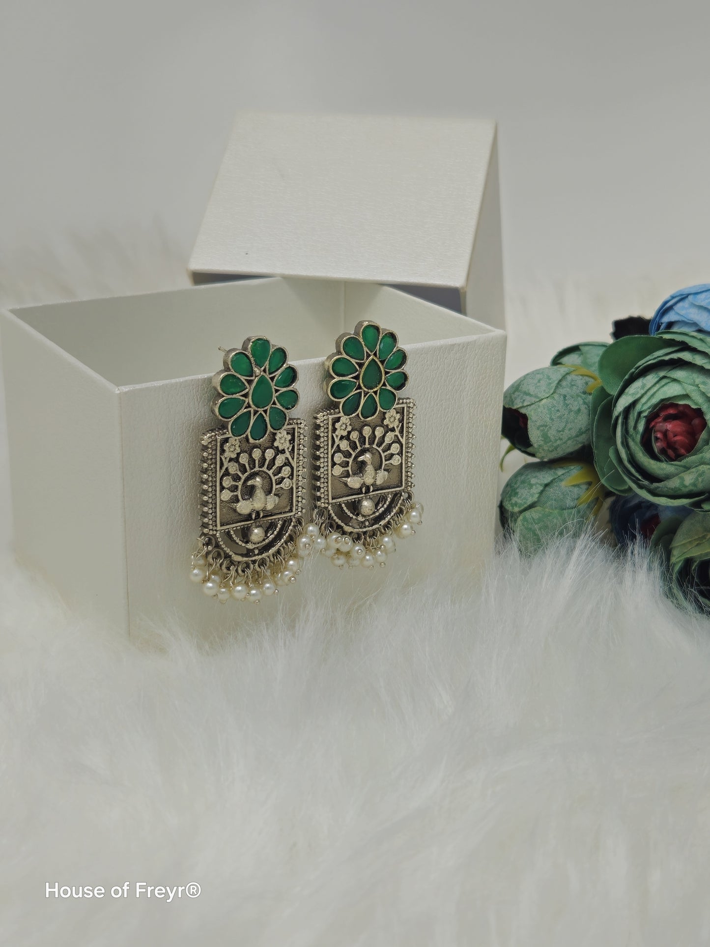 Antique Silver Finish Dangler Earrings