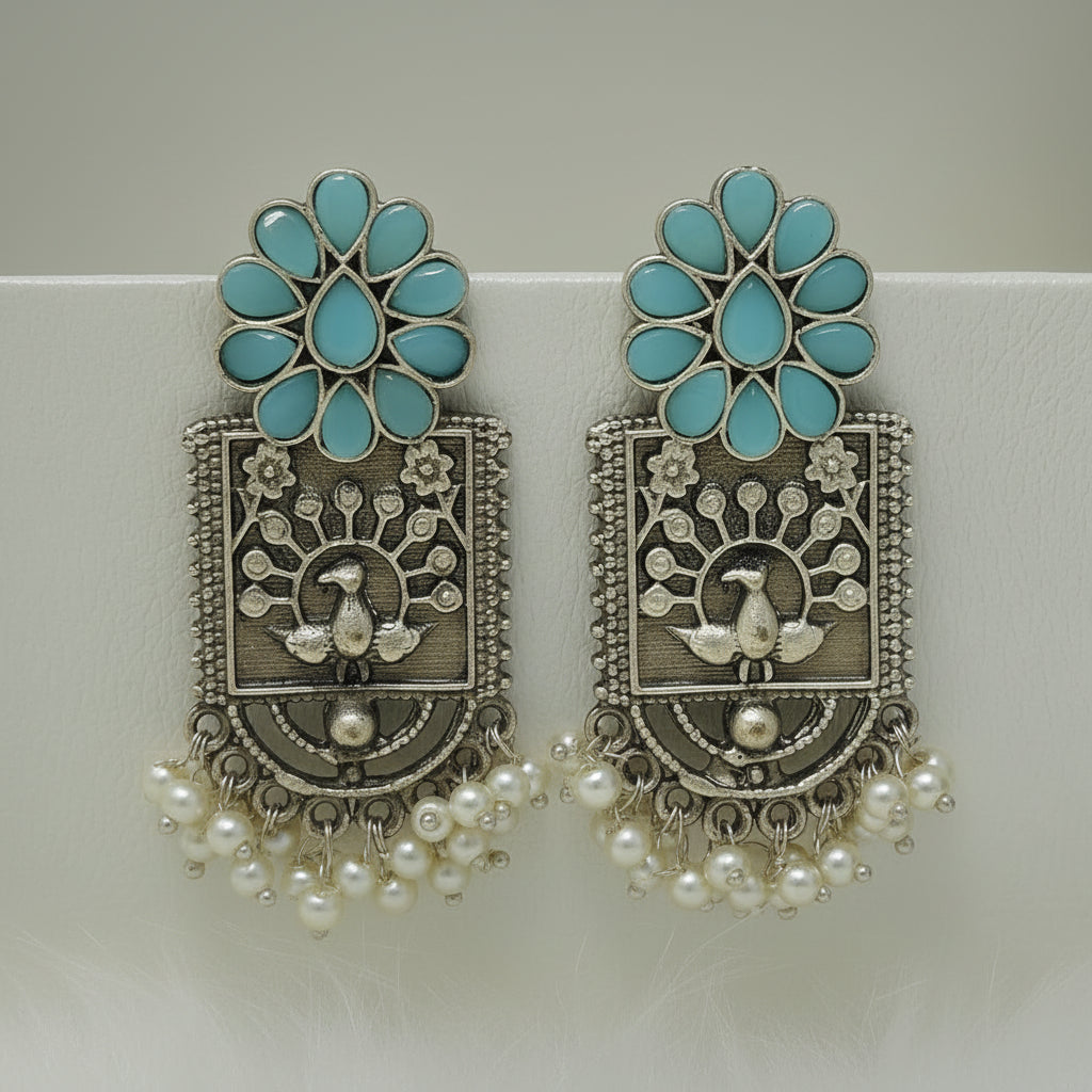 Antique Silver Finish Dangler Earrings