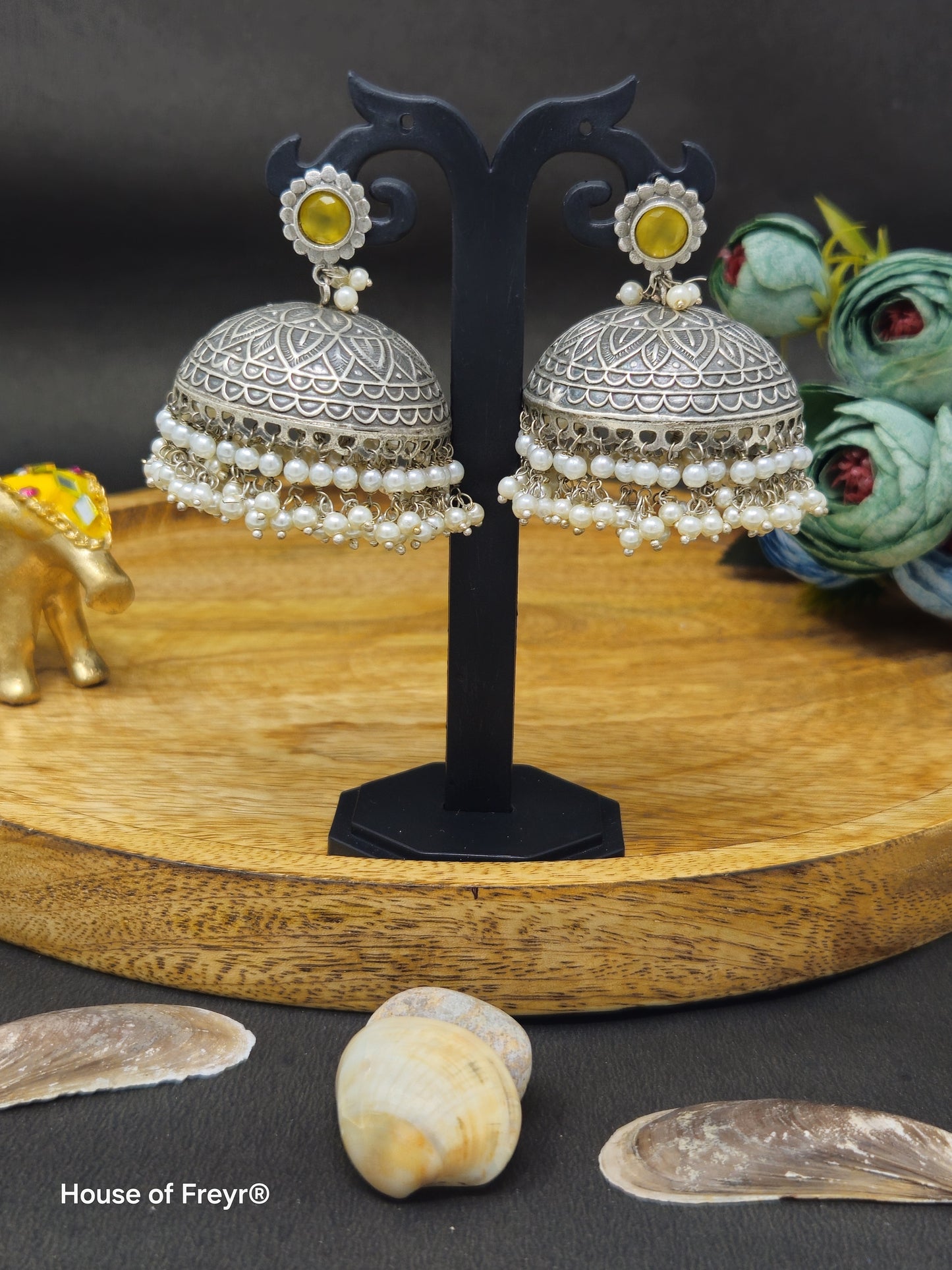 Elegant Silver Jhumka Earrings