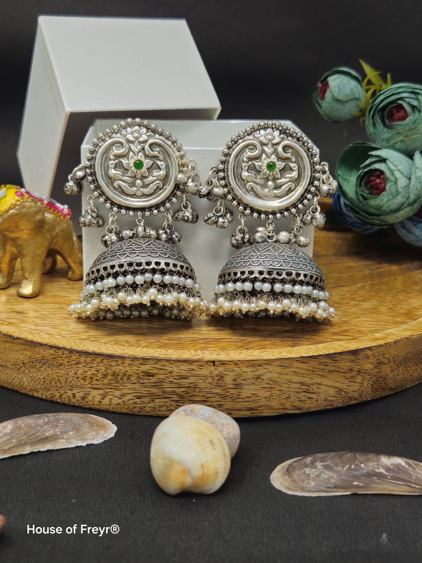 Traditional Thappa Work Jhumka Earrings