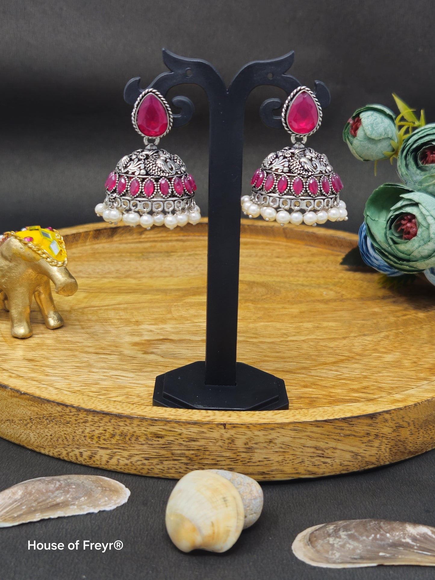 Oxidized Silver Jhumki Earrings