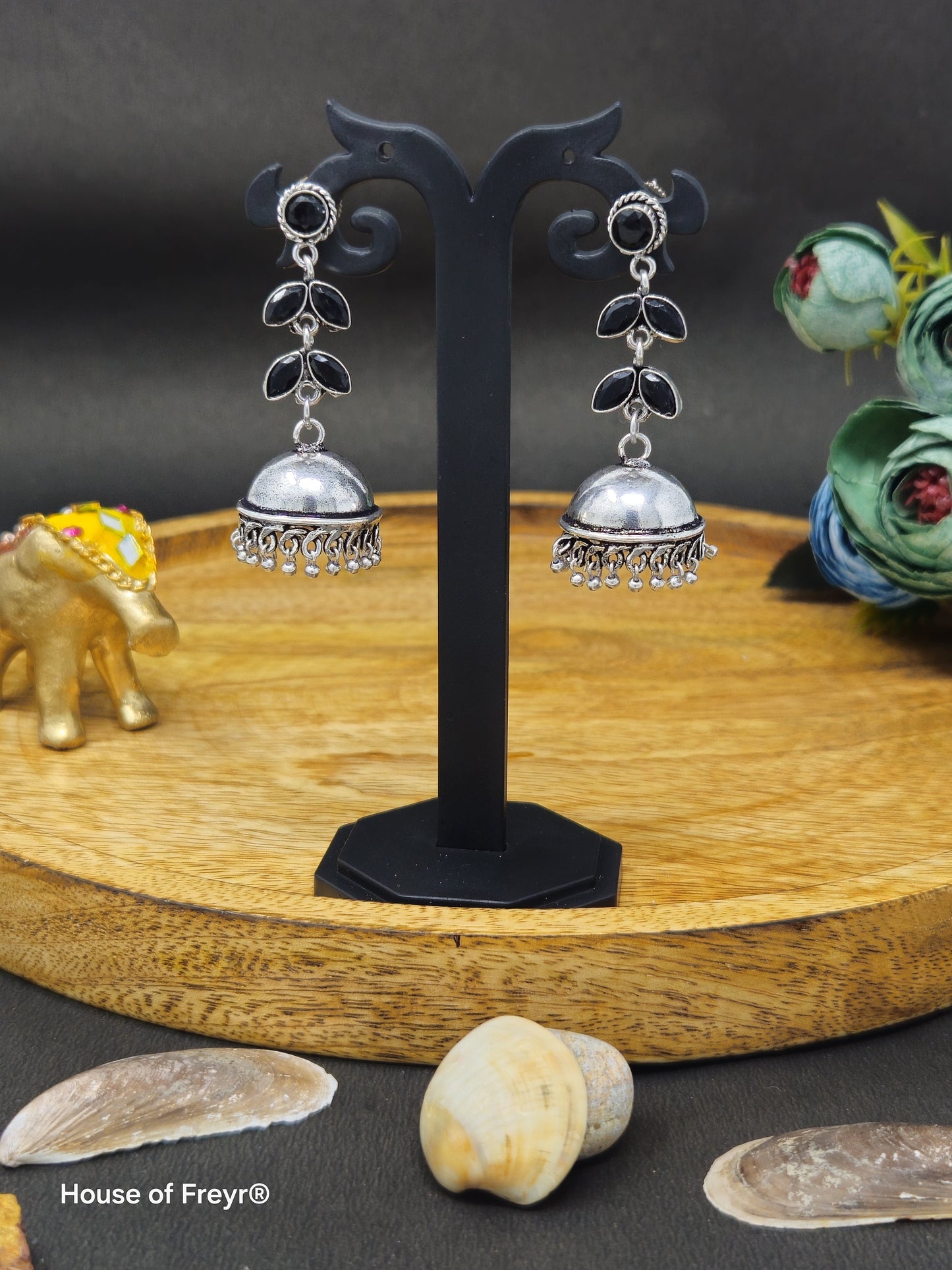 Silver Dome Jhumki Danglers
