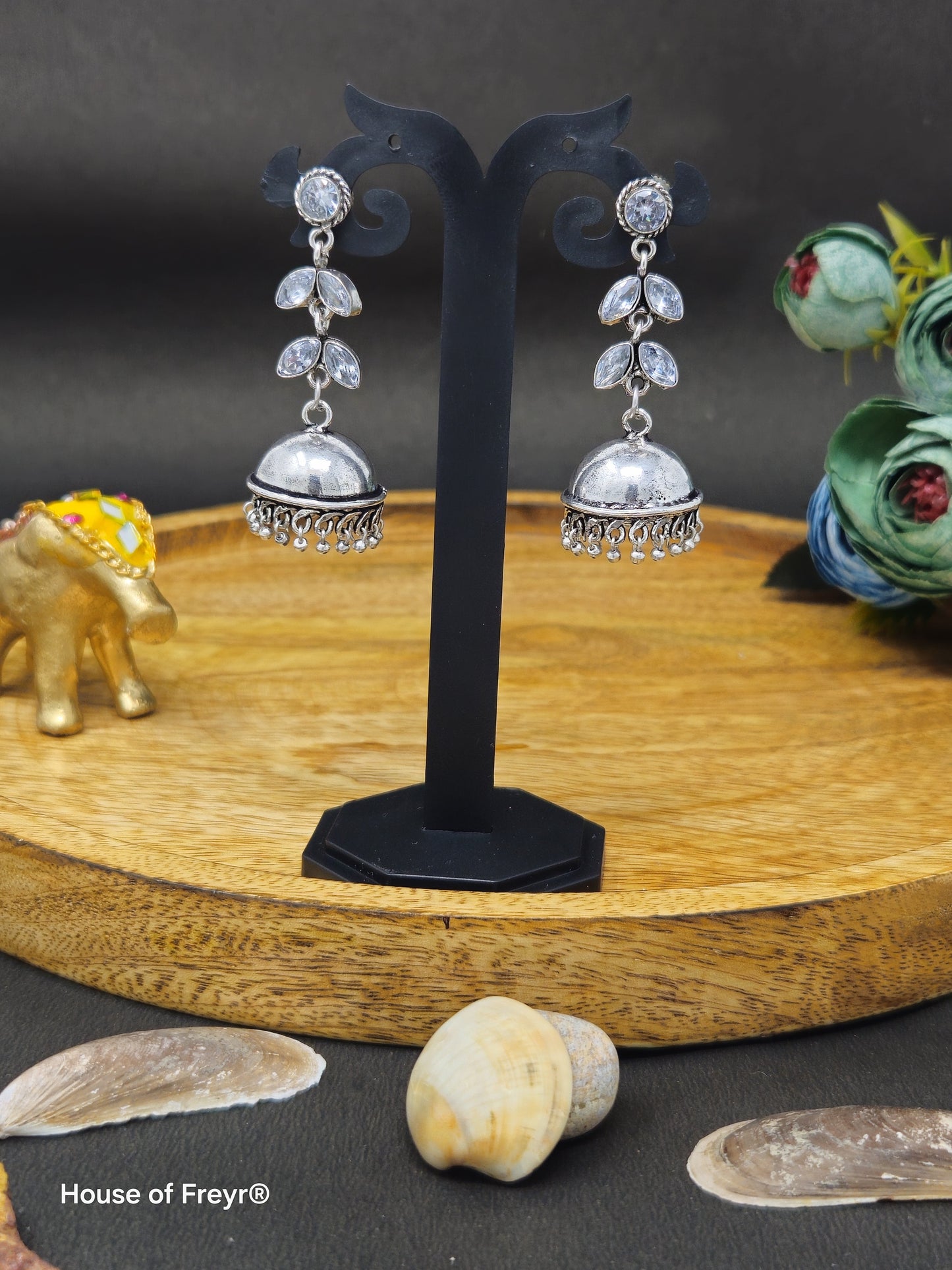 Silver Dome Jhumki Danglers