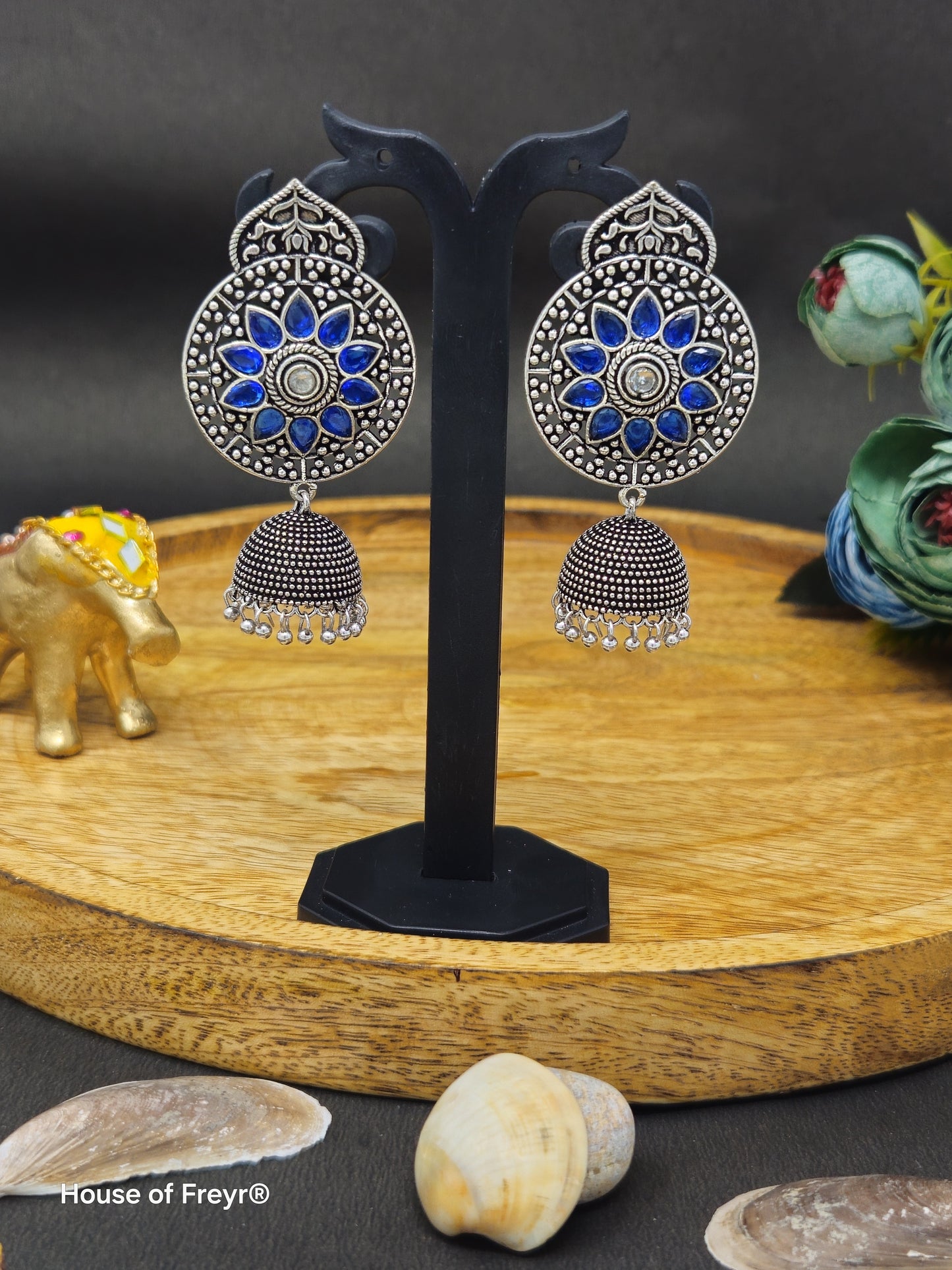 Antique Silver Jhumki Earrings