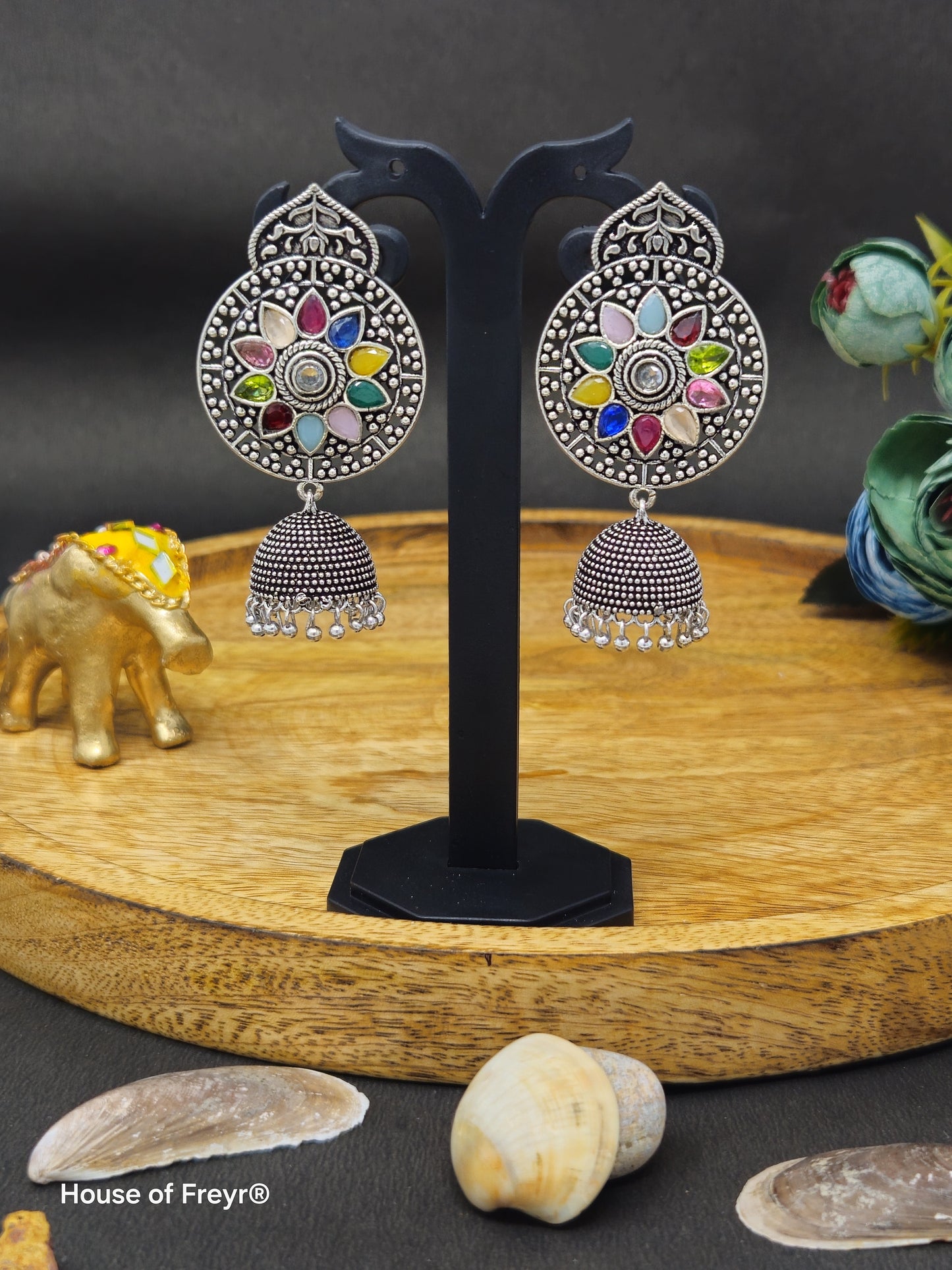Antique Silver Jhumki Earrings