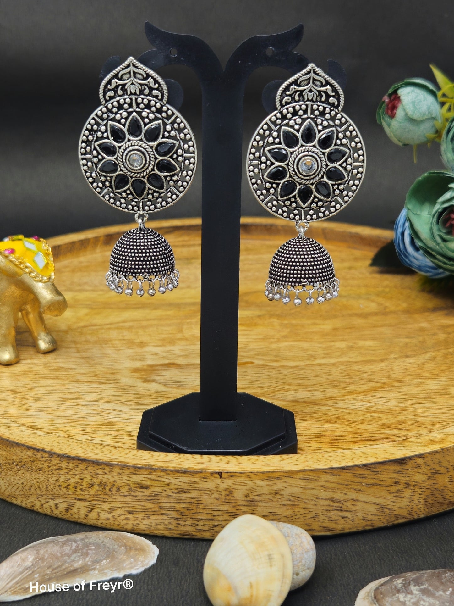 Antique Silver Jhumki Earrings