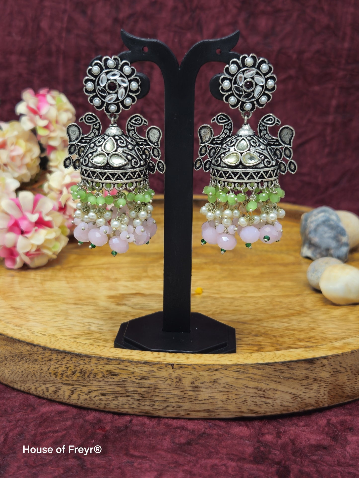 Pachi Kundan Jhumka Earrings