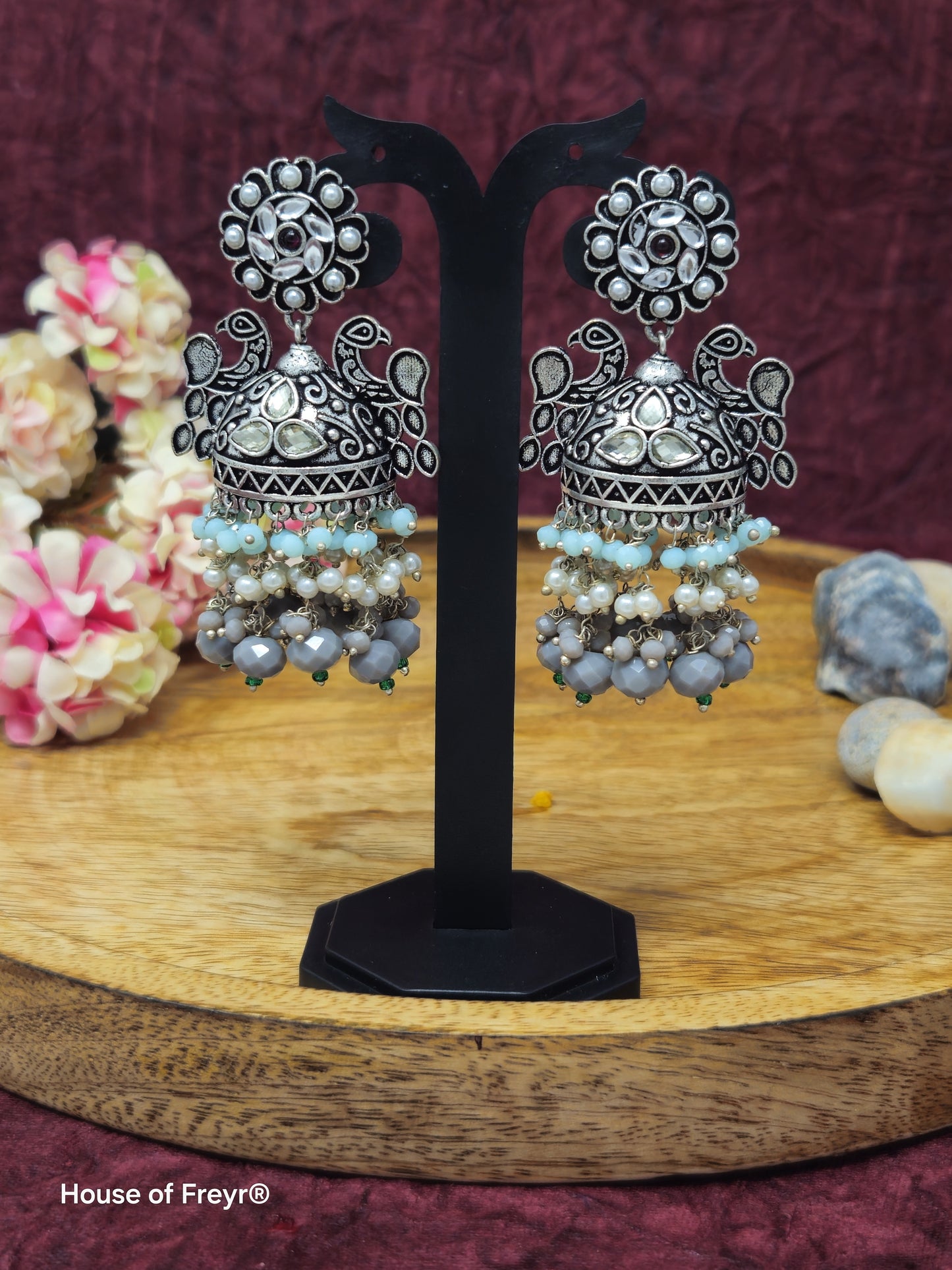 Pachi Kundan Jhumka Earrings