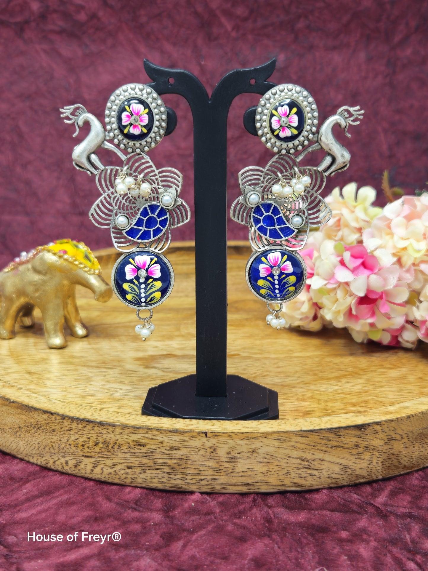Meenakari Oxidized Earring