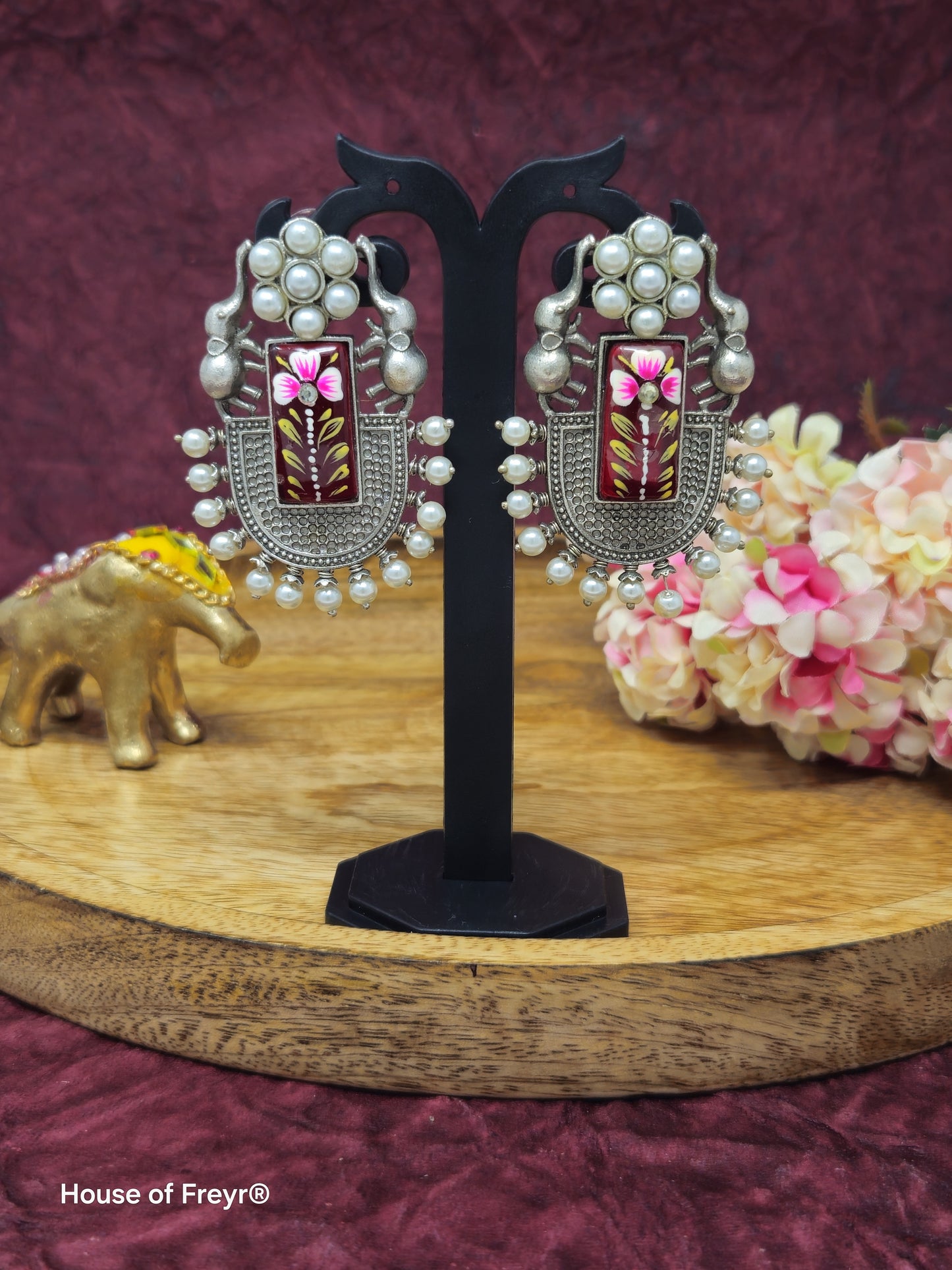 Pearl Embellished Dangler Earrings