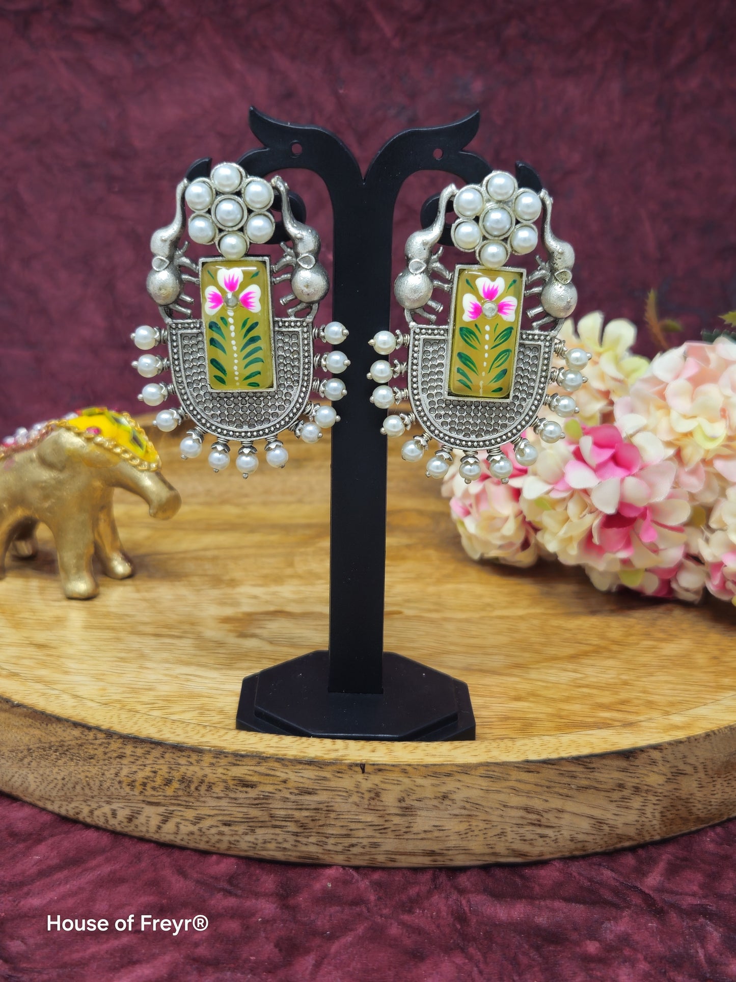Pearl Embellished Dangler Earrings