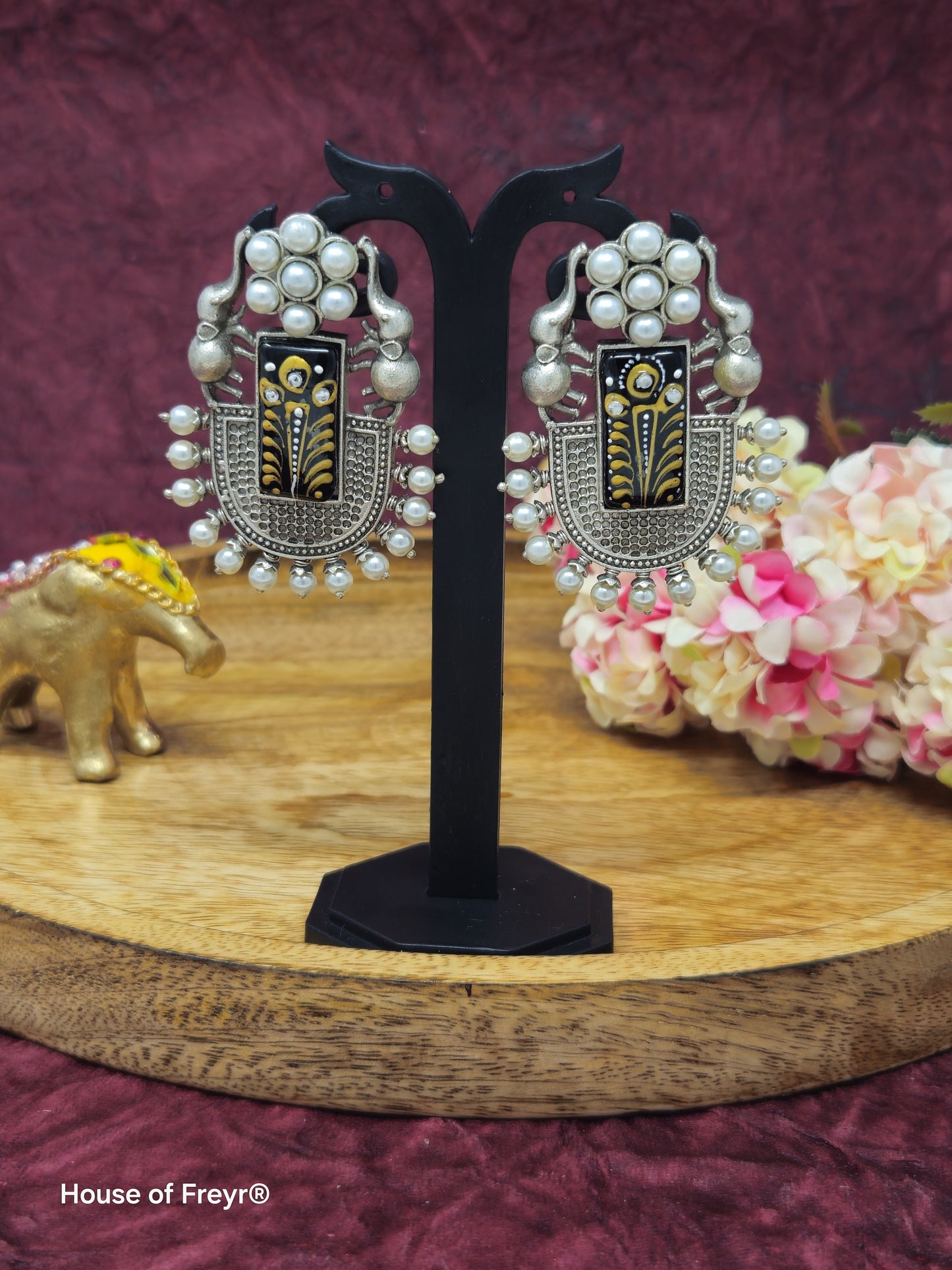 Pearl Embellished Dangler Earrings