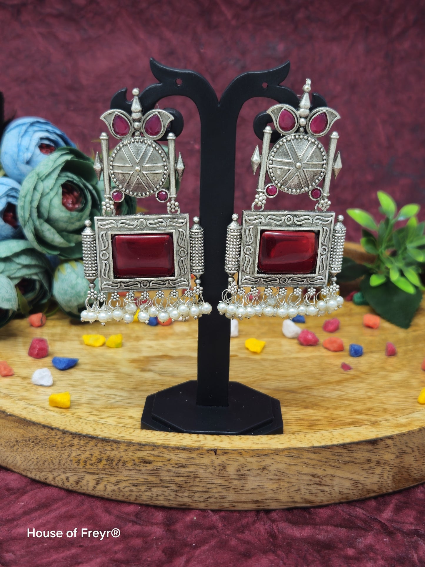 Silver Tribal Dangler Earrings