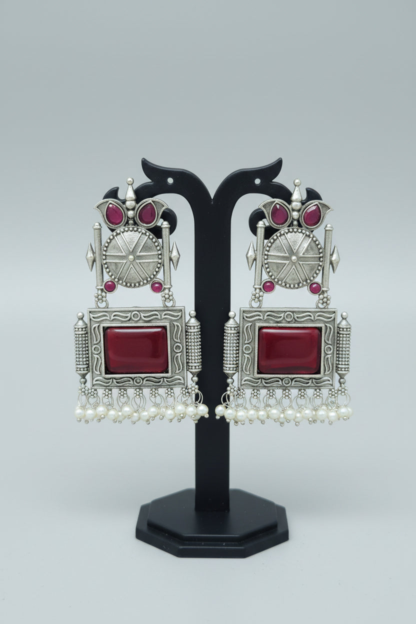 Silver Tribal Dangler Earrings