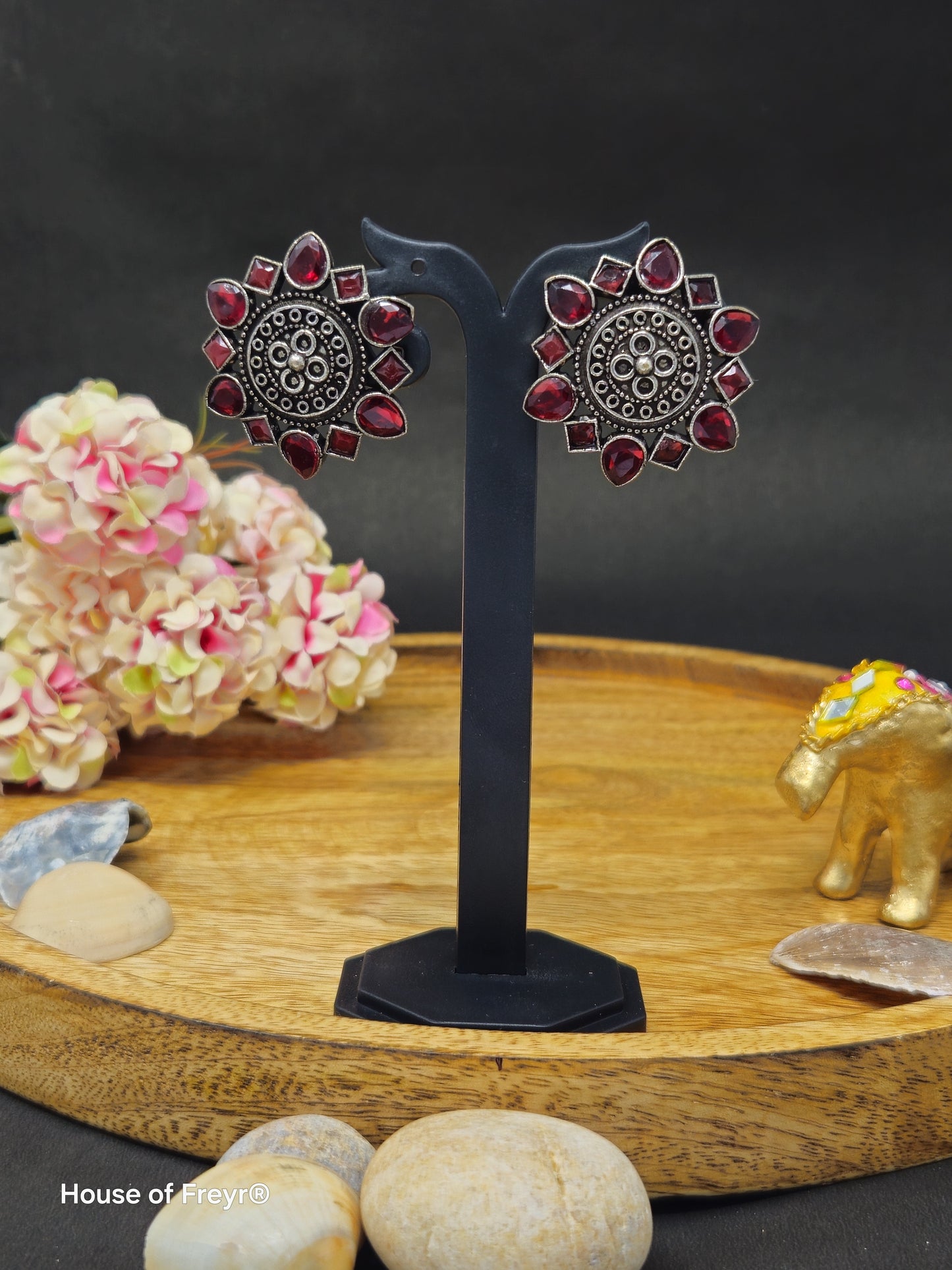 Vintage Silver Floral Stud Earrings