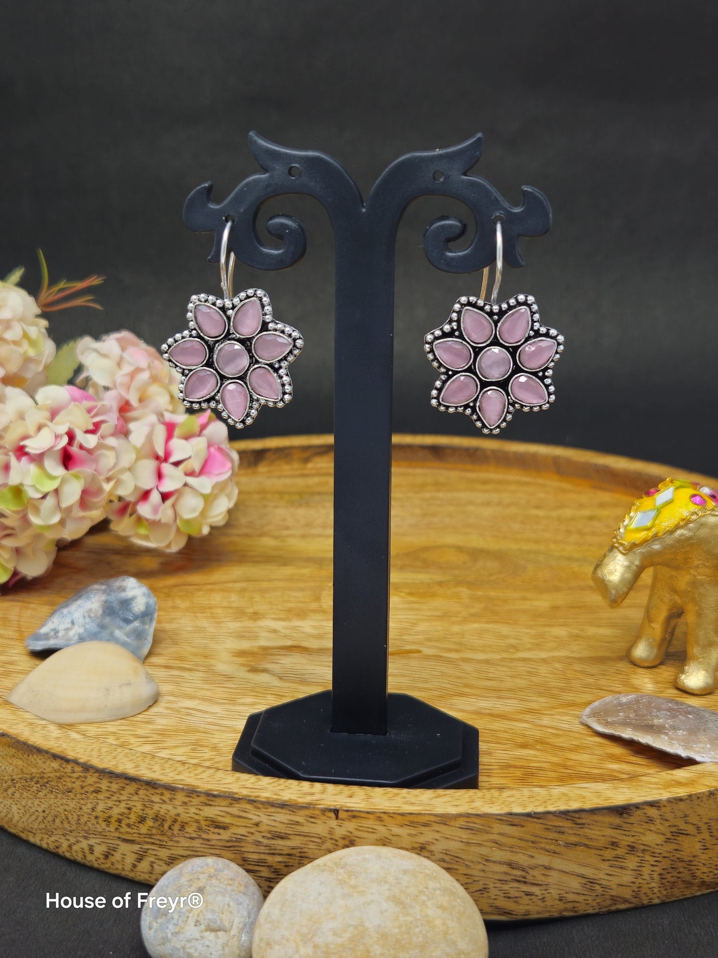 Silver Floral Hook Earrings