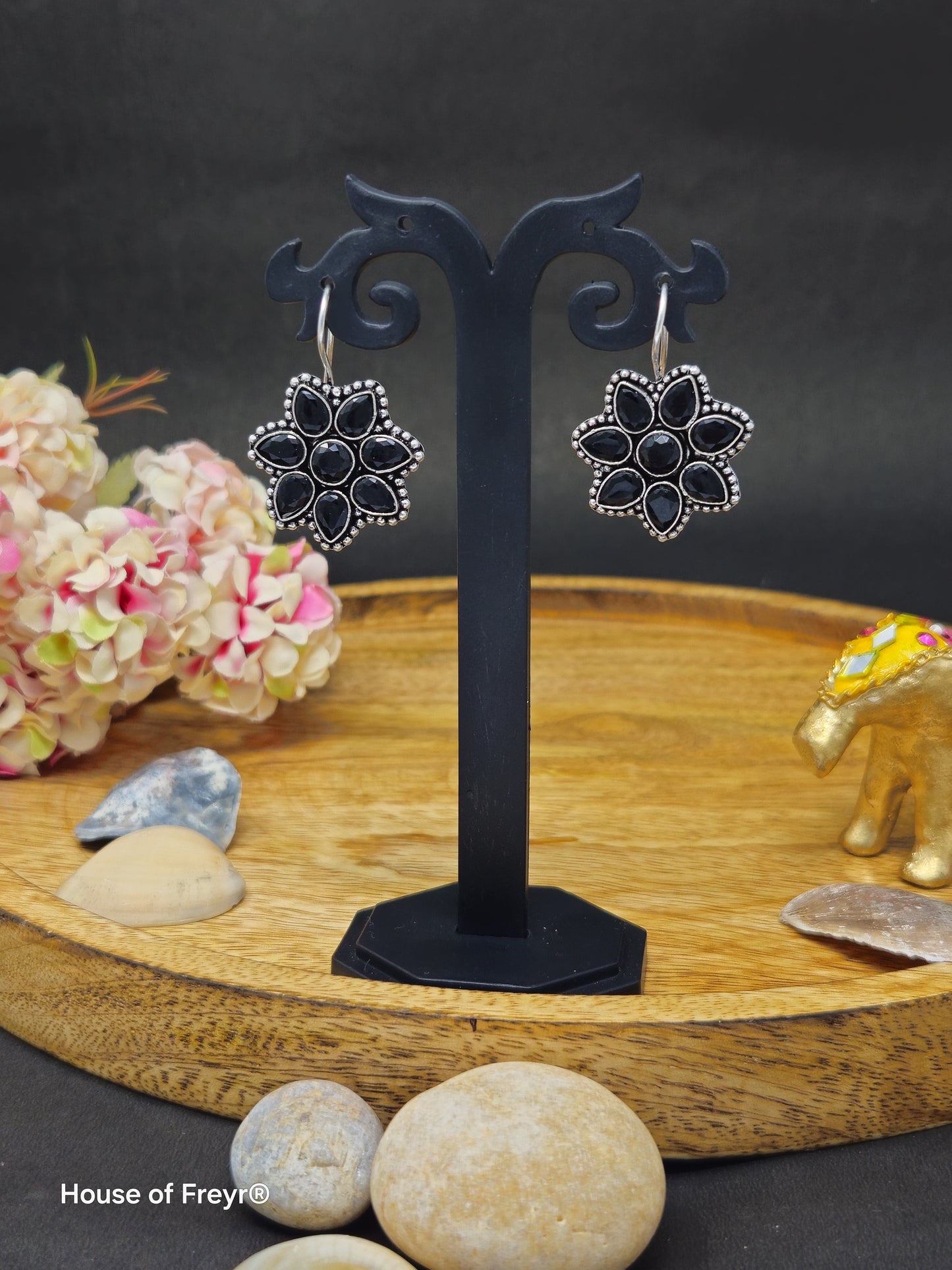 Silver Floral Hook Earrings