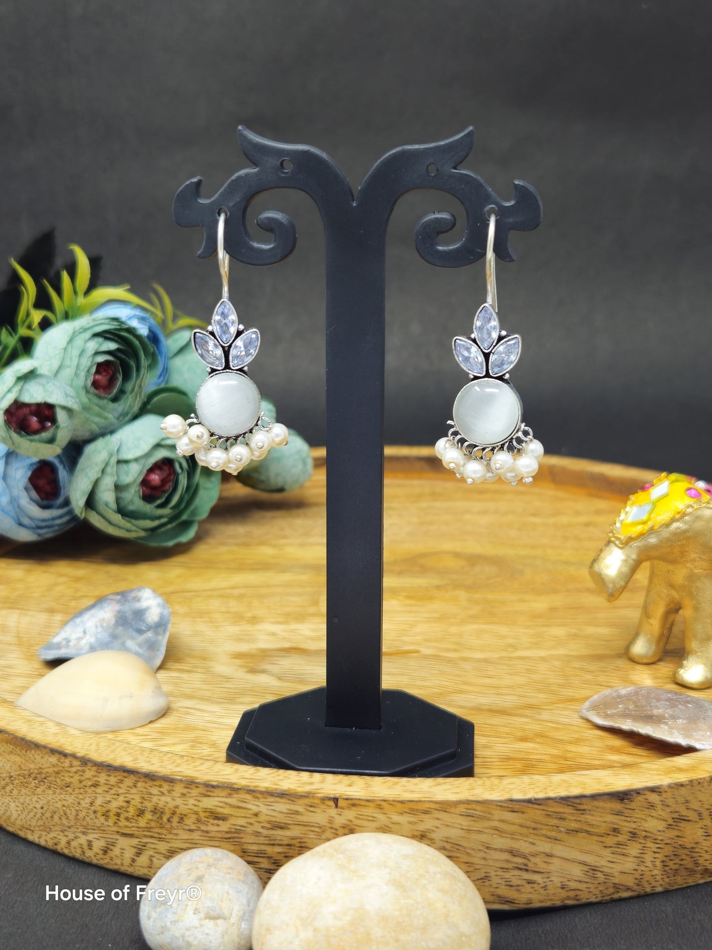 Oxidized Silver Hook Earrings