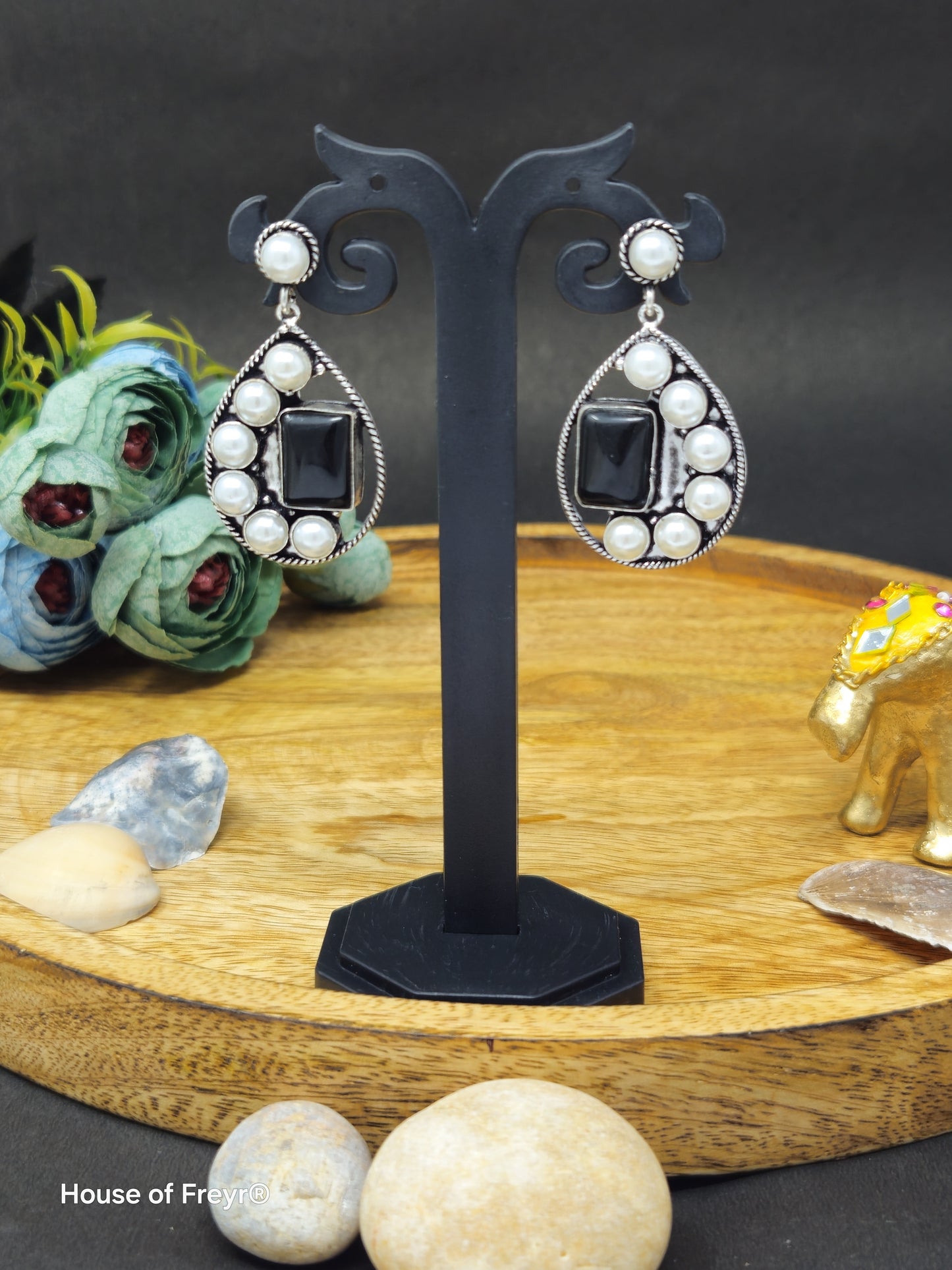 Pearl Embellished Teardrop Earrings