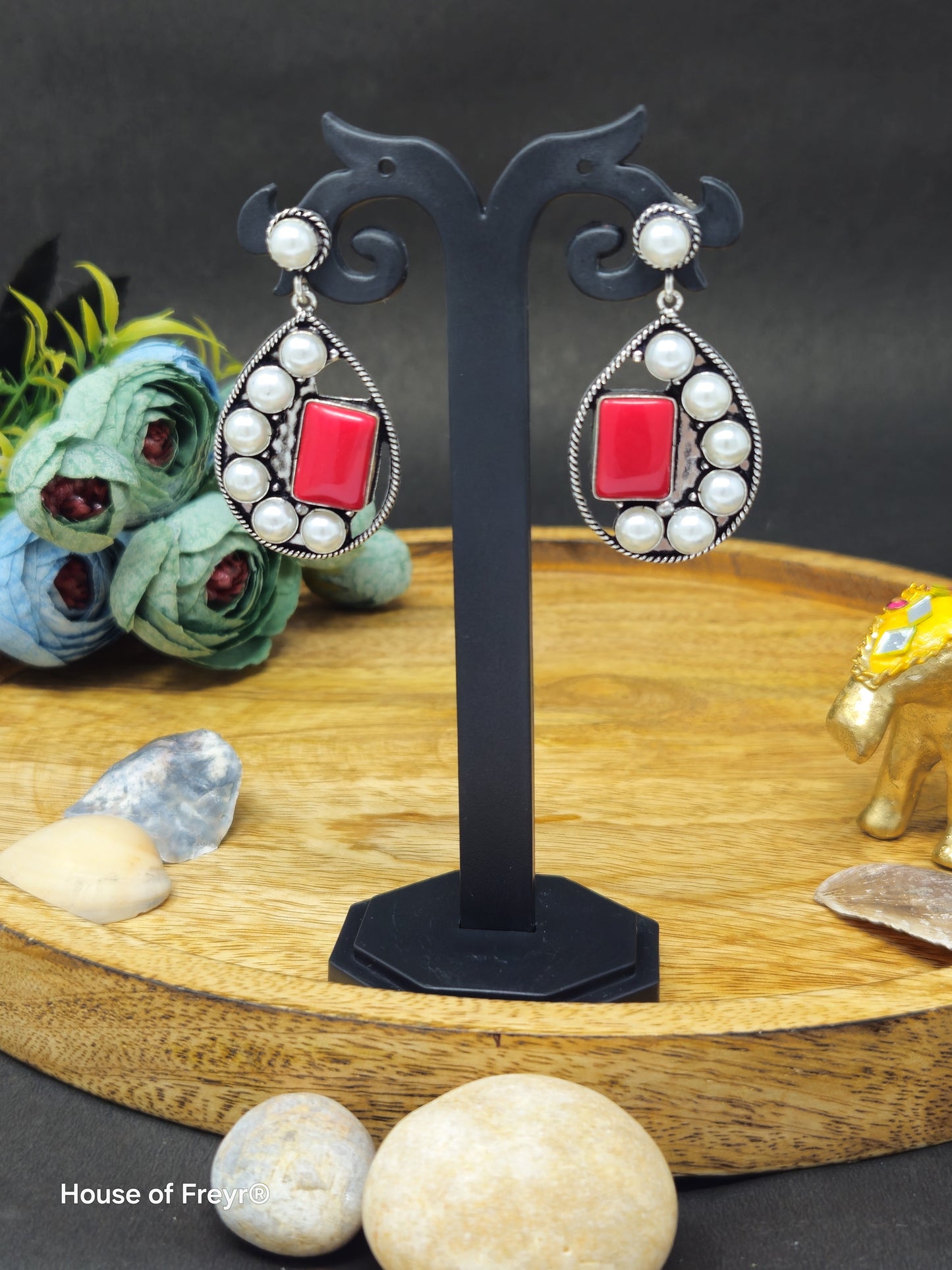Pearl Embellished Teardrop Earrings