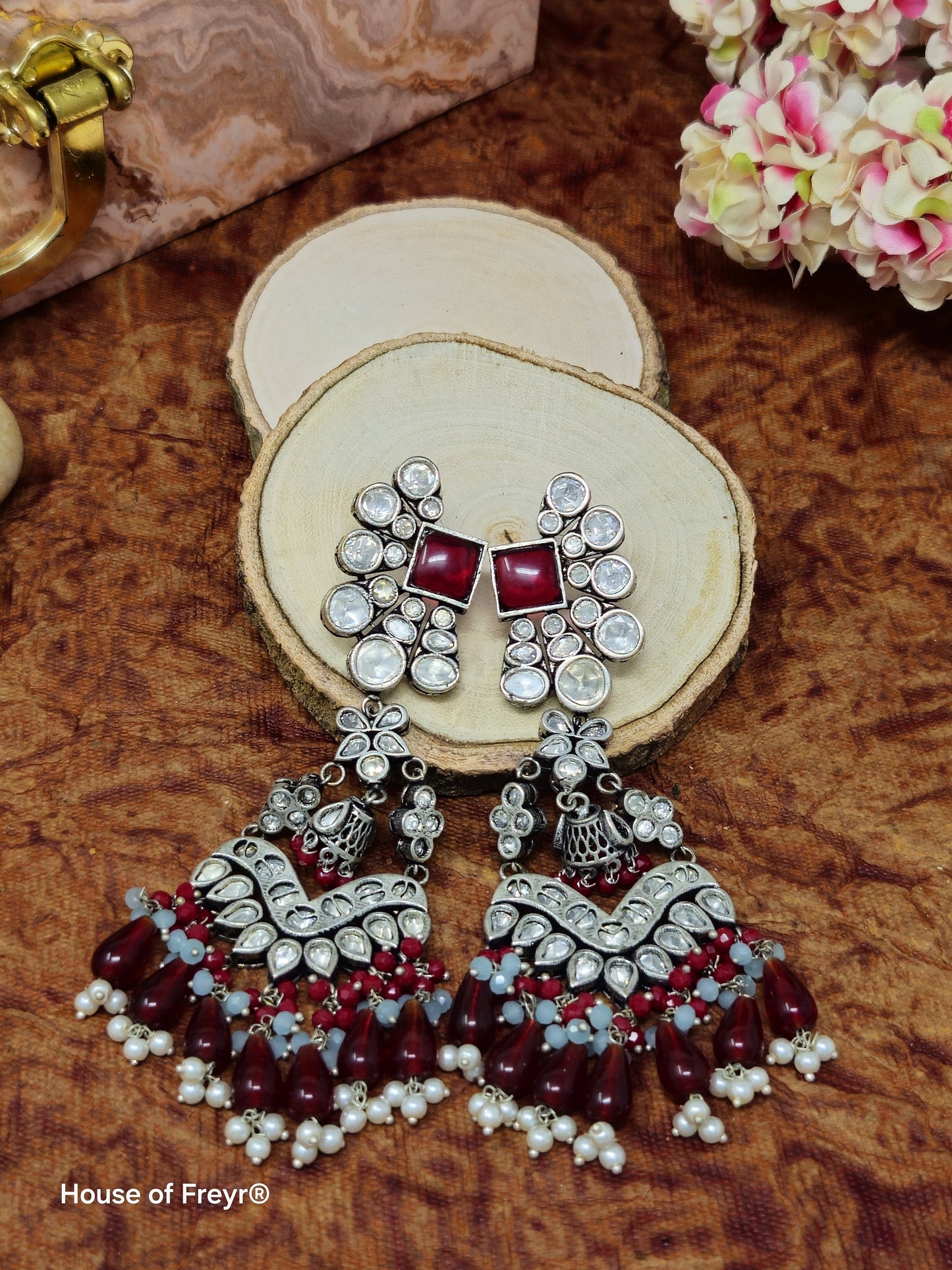 Pachi Kundan Silver Plated Dangler Earrings