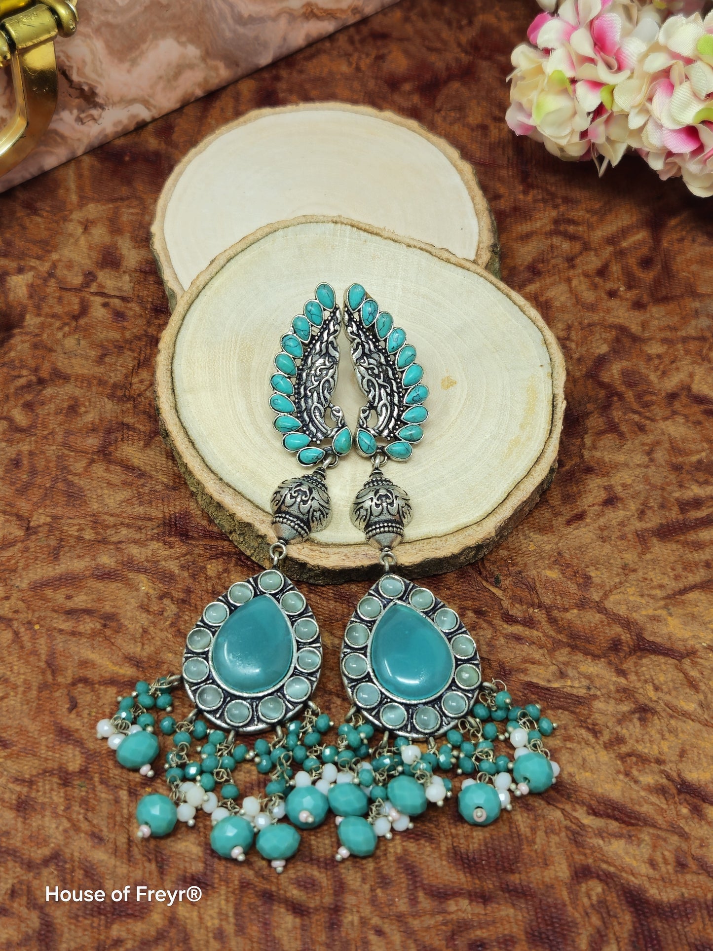 Antique Silver-Plated Dangler Earrings