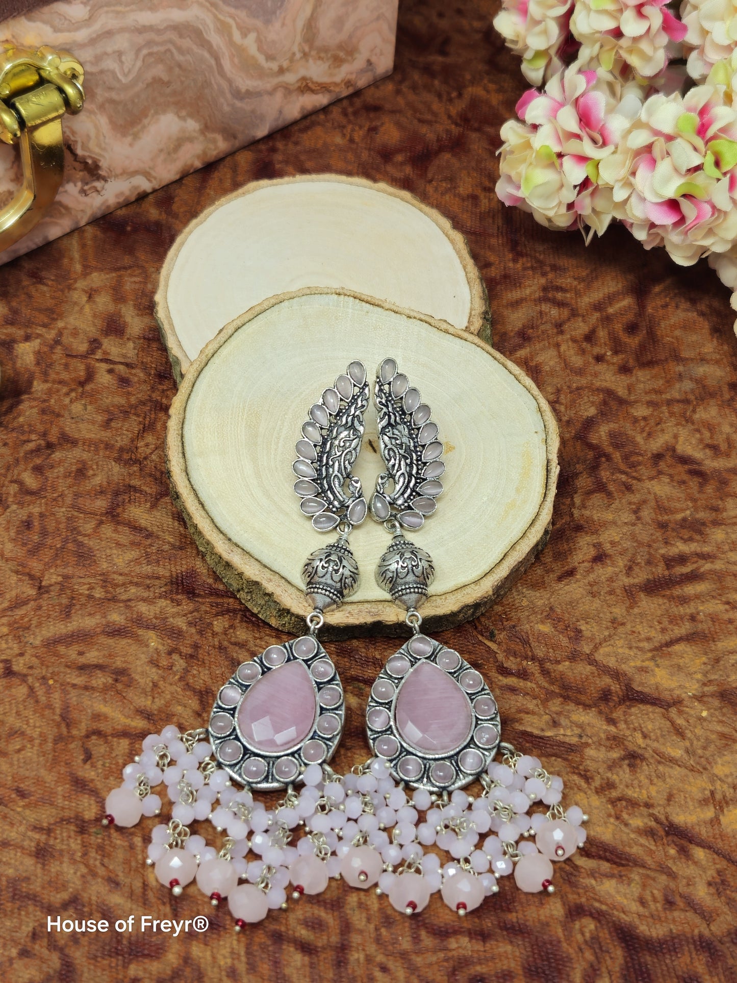 Antique Silver-Plated Dangler Earrings