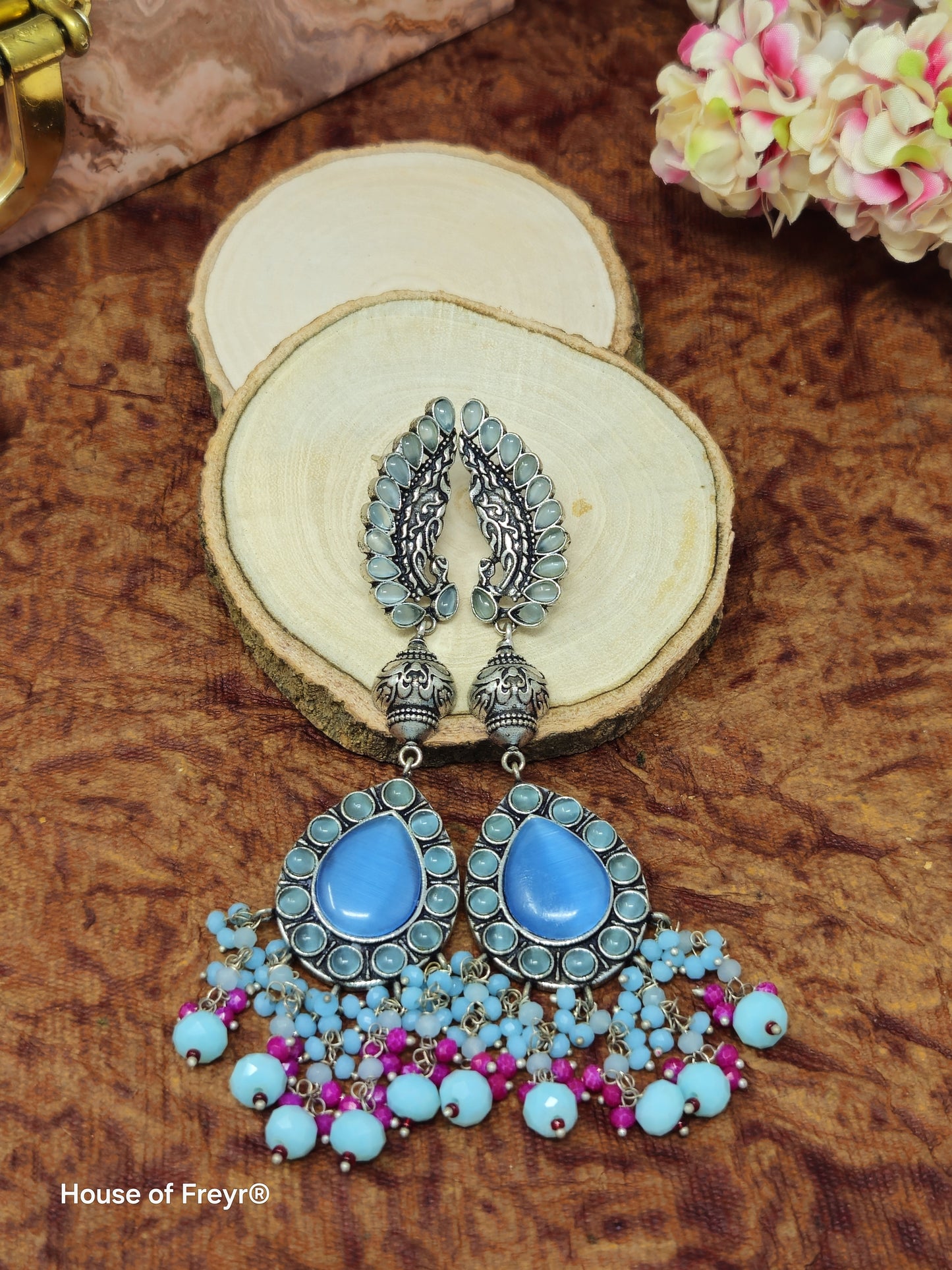 Antique Silver-Plated Dangler Earrings