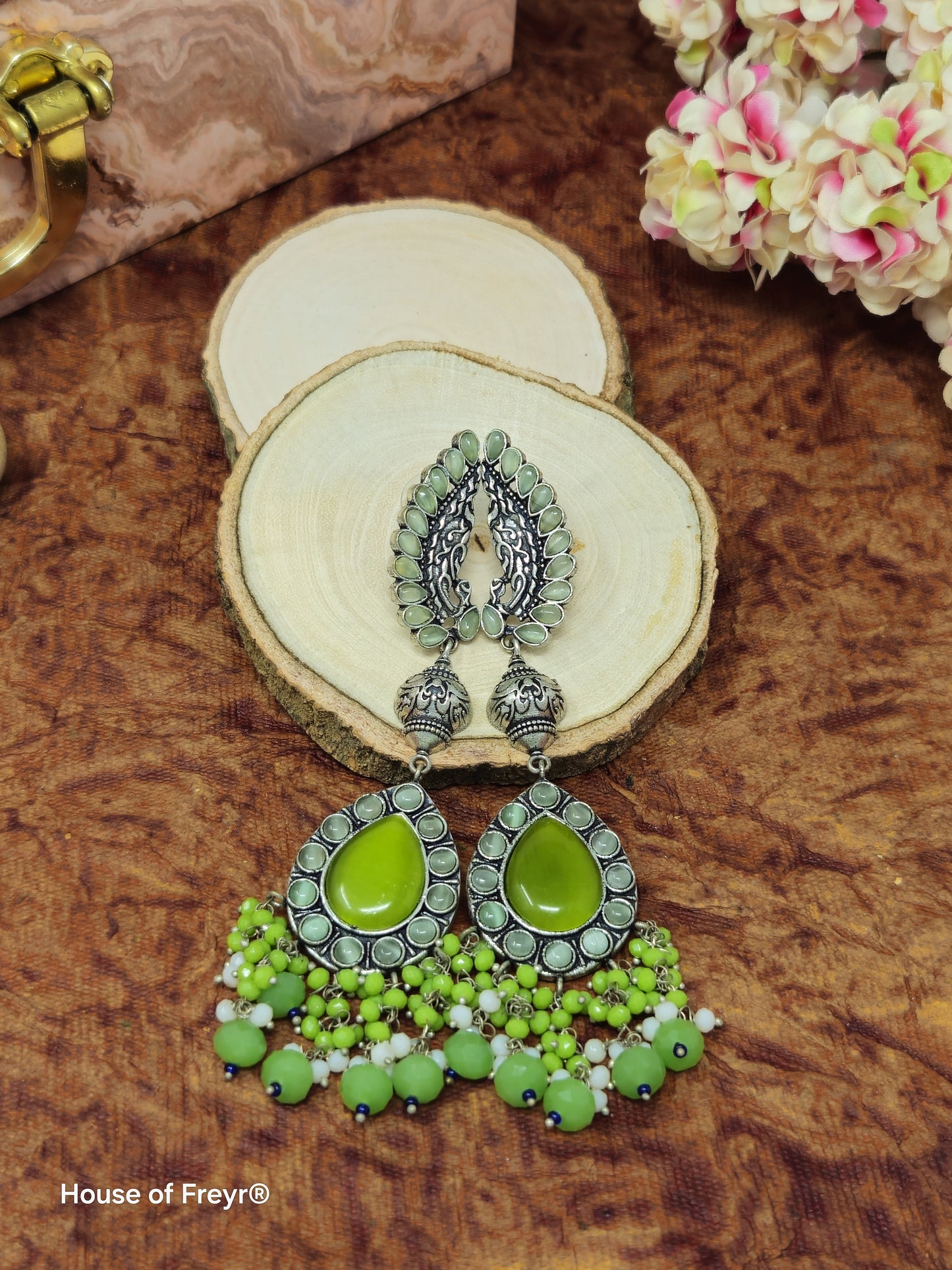 Antique Silver-Plated Dangler Earrings