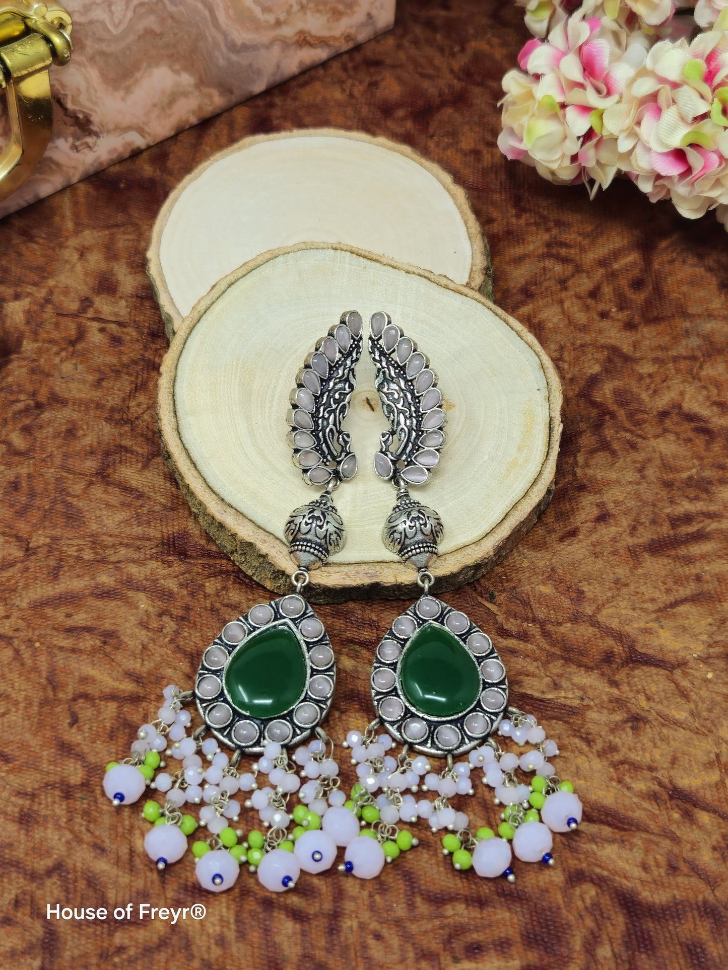 Antique Silver-Plated Dangler Earrings
