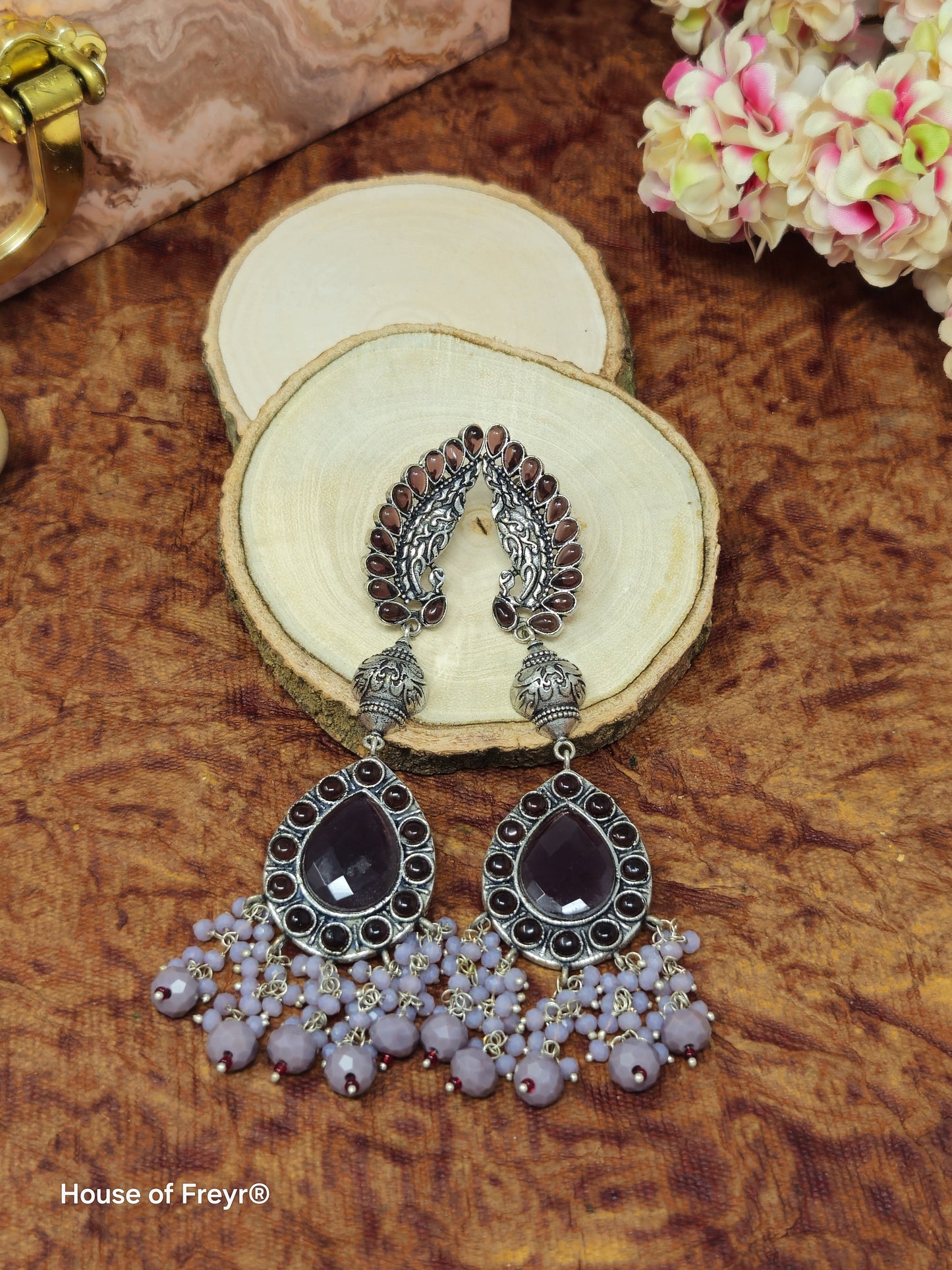 Antique Silver-Plated Dangler Earrings