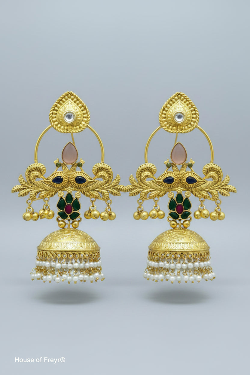 Traditional Golden Jhumka Earrings