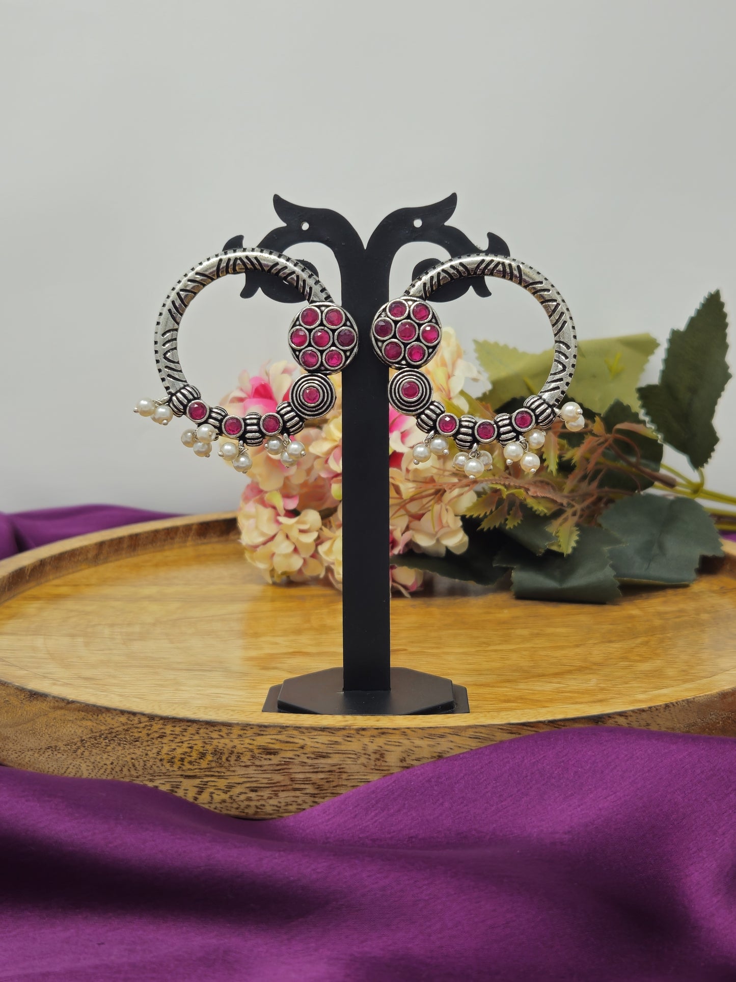 Antique Silver Hoop Earrings