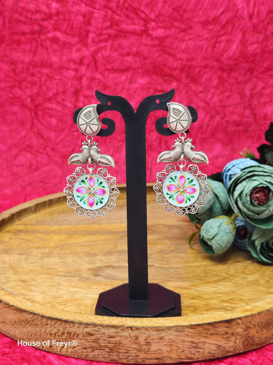 Silver-Plated Meenakari Earrings