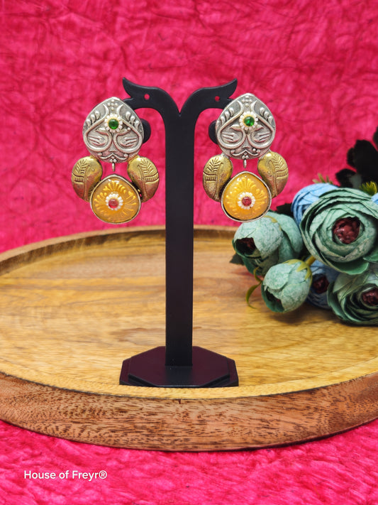 Two-Tone Tribal Stud Drop Earrings