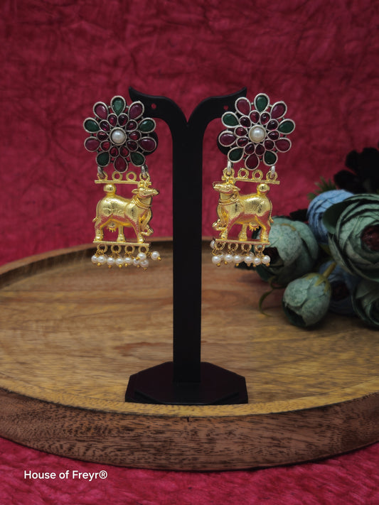 Elegant Nandi Design Gold-Plated Earrings