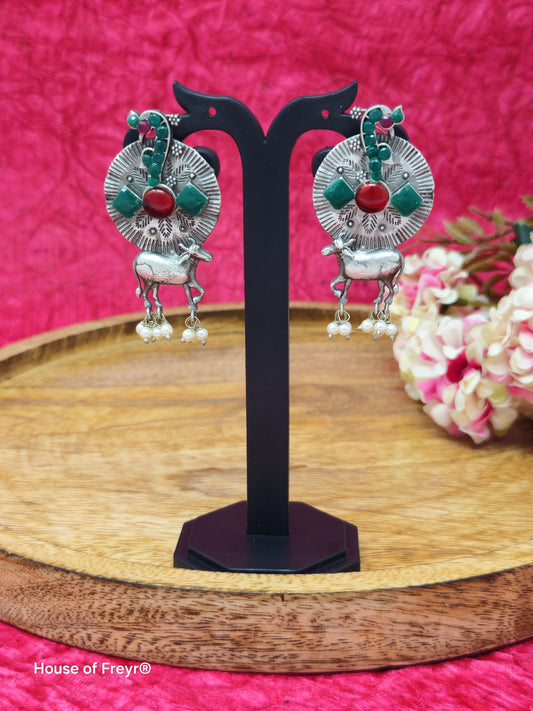 Nandi Design Oxidized Silver Earrings