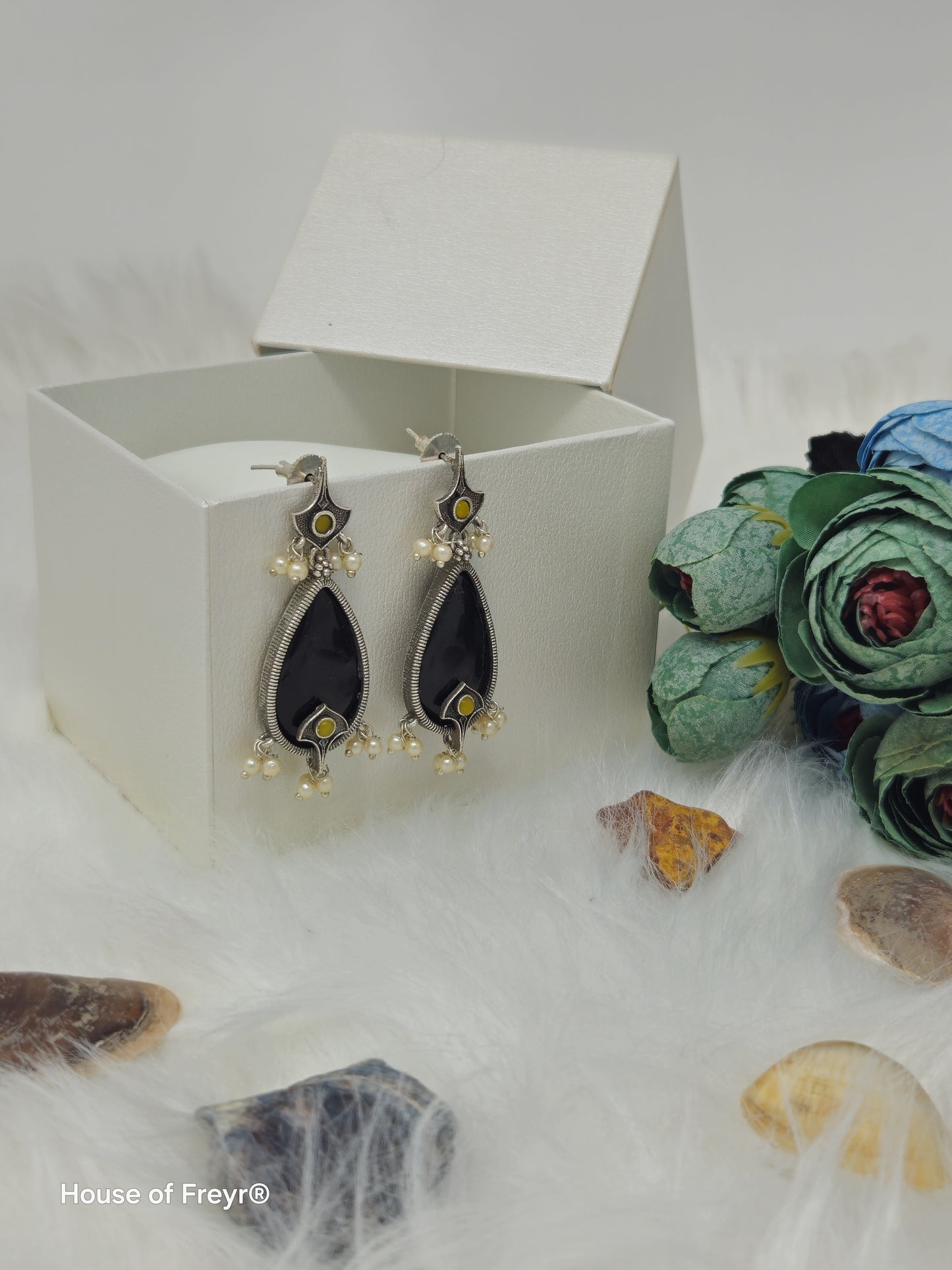 Teardrop Dangler Earrings with Pearl Accents