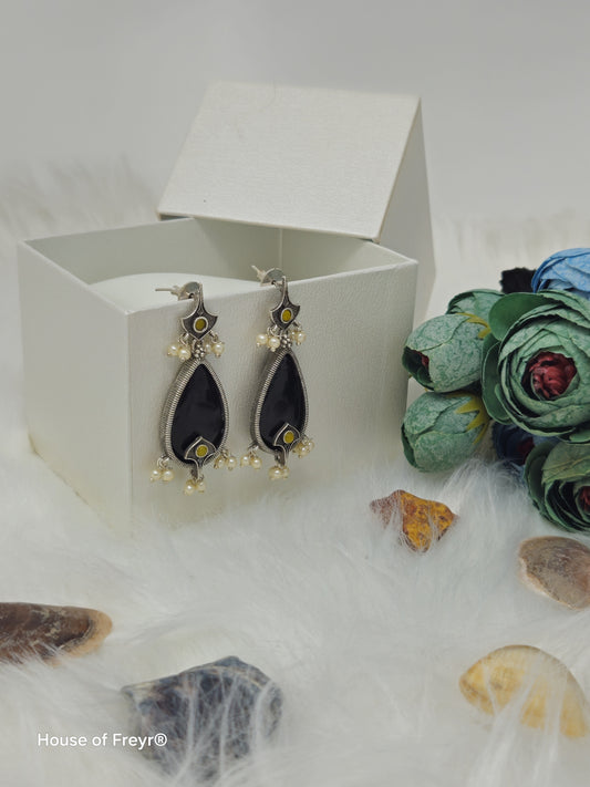 Teardrop Dangler Earrings with Pearl Accents