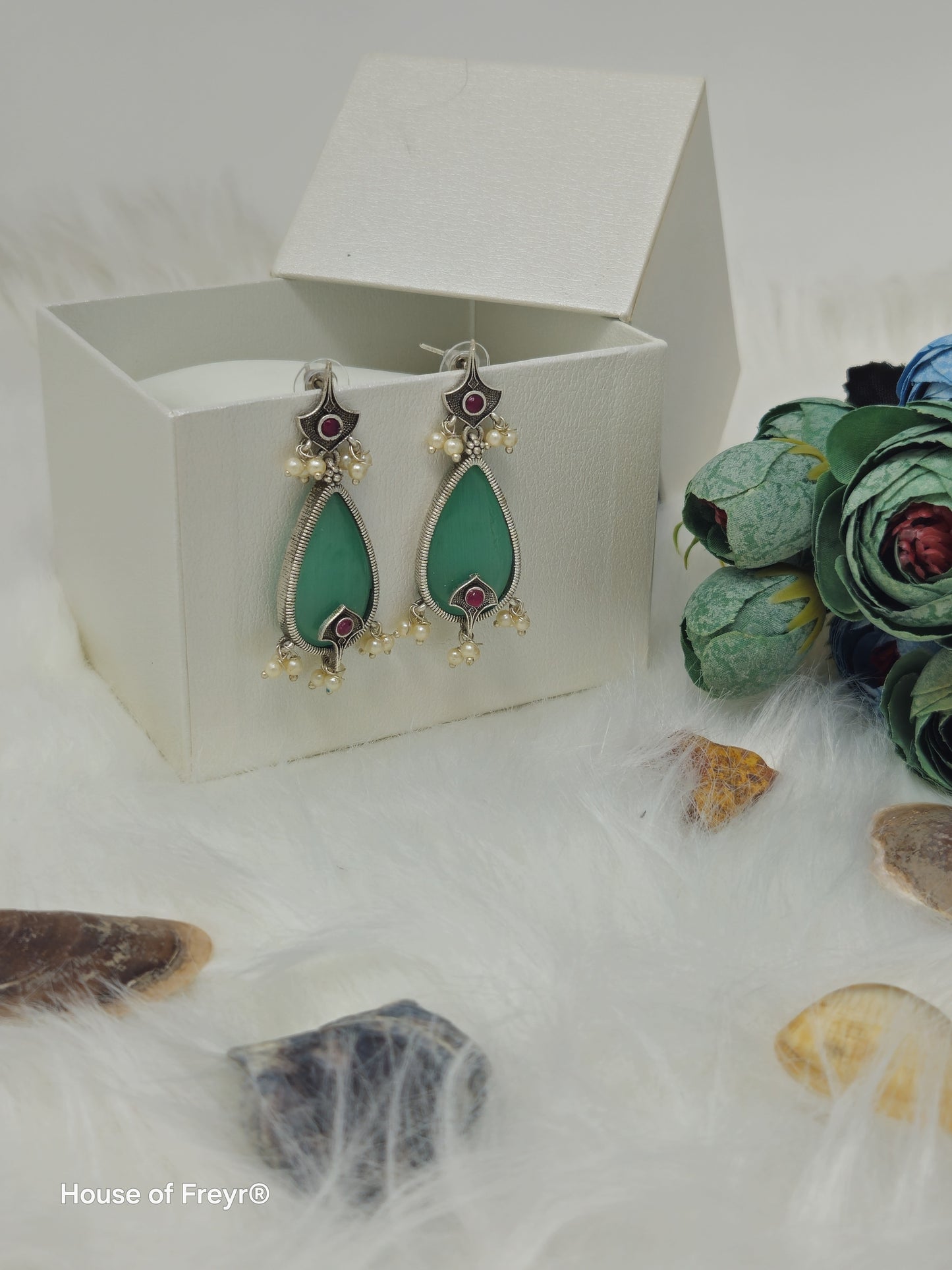 Teardrop Dangler Earrings with Pearl Accents