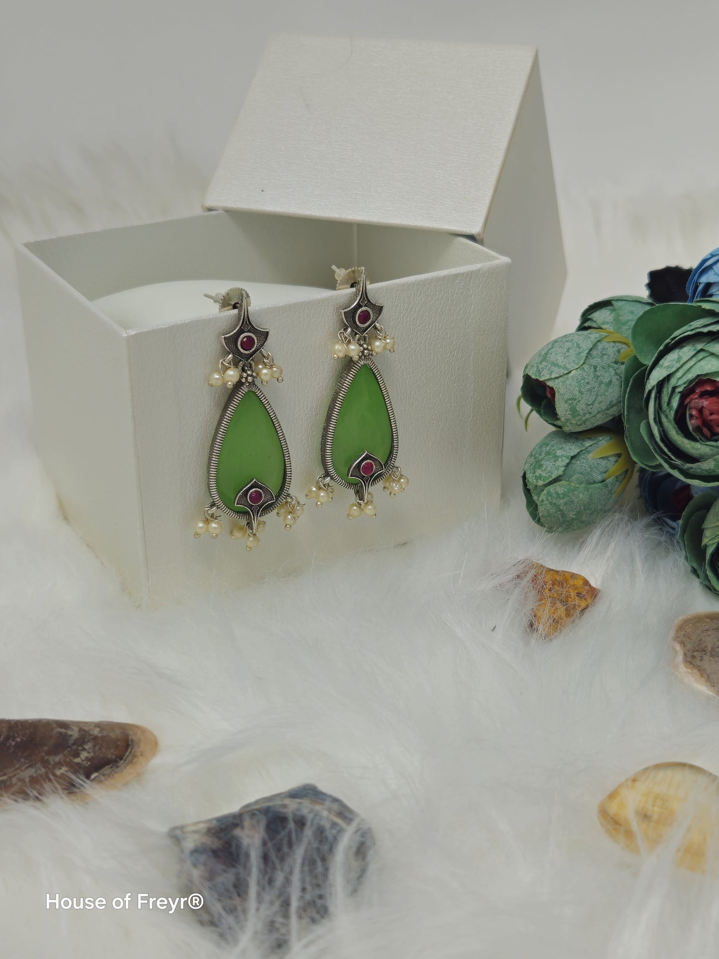 Teardrop Dangler Earrings with Pearl Accents