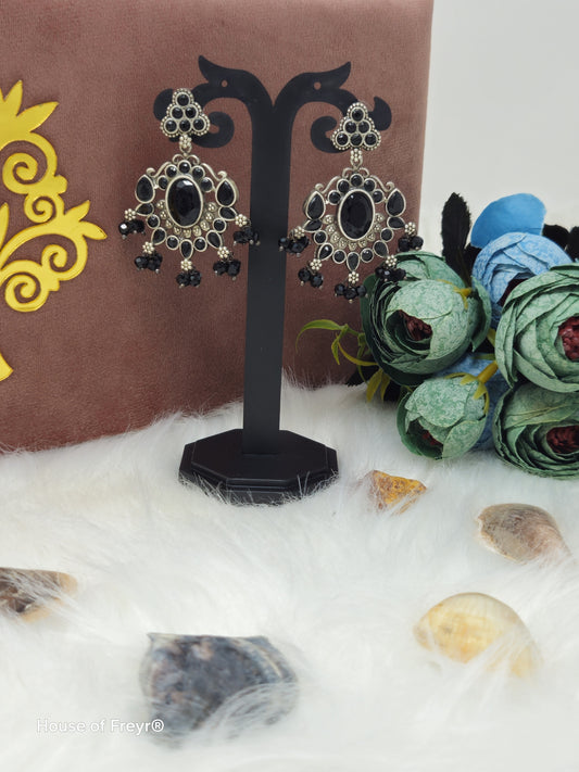 Antique Silver Stone Dangler Earrings
