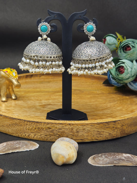 Elegant Silver Jhumka Earrings