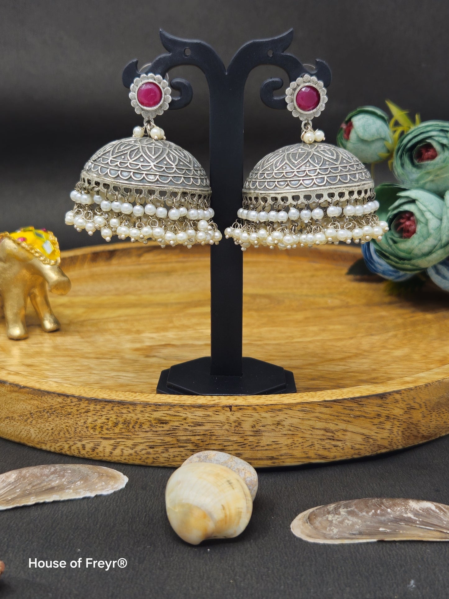Elegant Silver Jhumka Earrings
