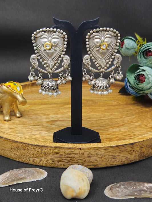 Antique Silver Jhumki Earrings