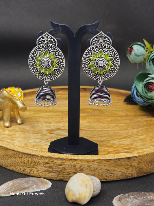 Antique Silver Jhumki Earrings